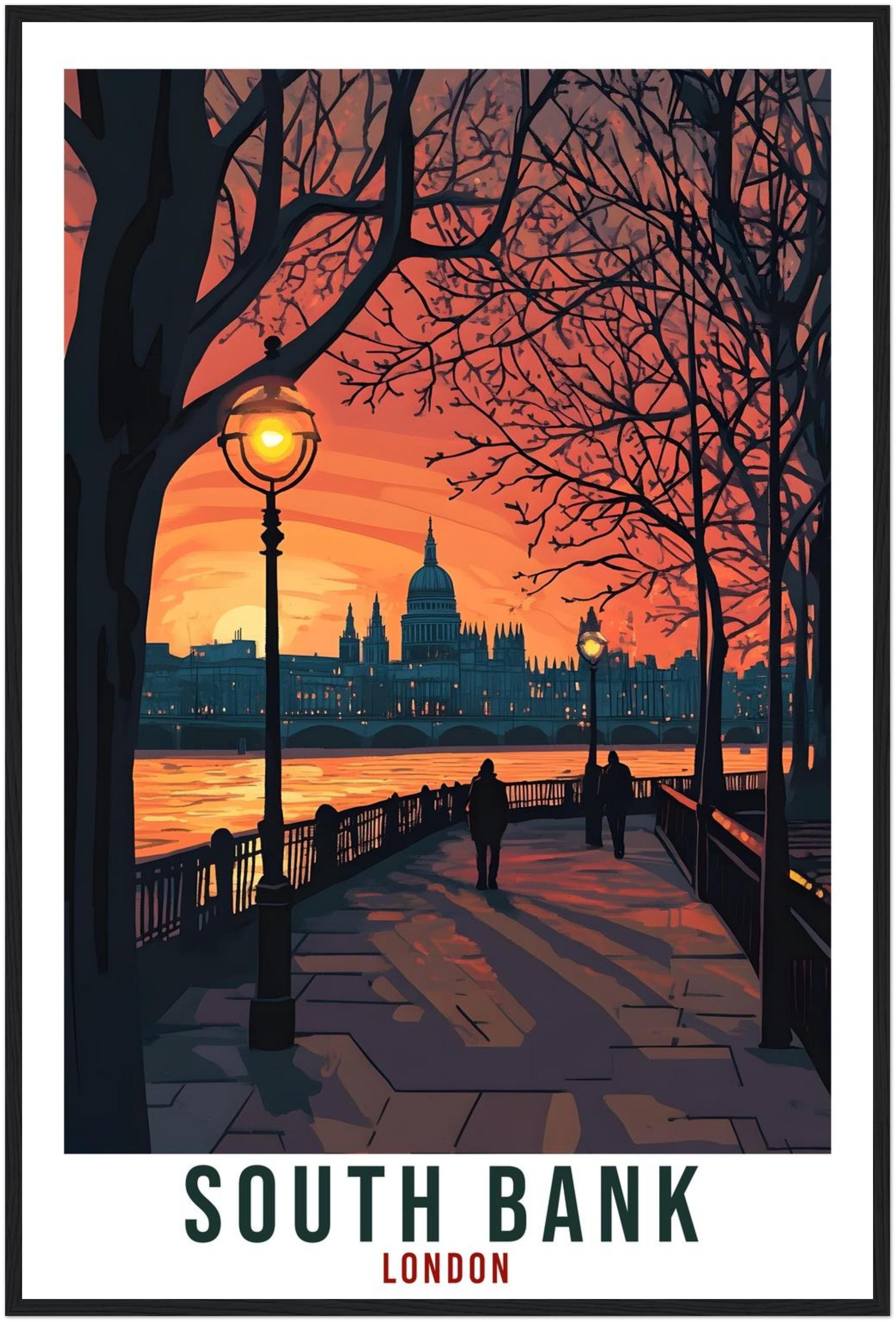 South Bank London Travel Print England London Wall Art Gift Wall Hanging Art Lover South Bank England Artwork Travel Poster UK Travel Art