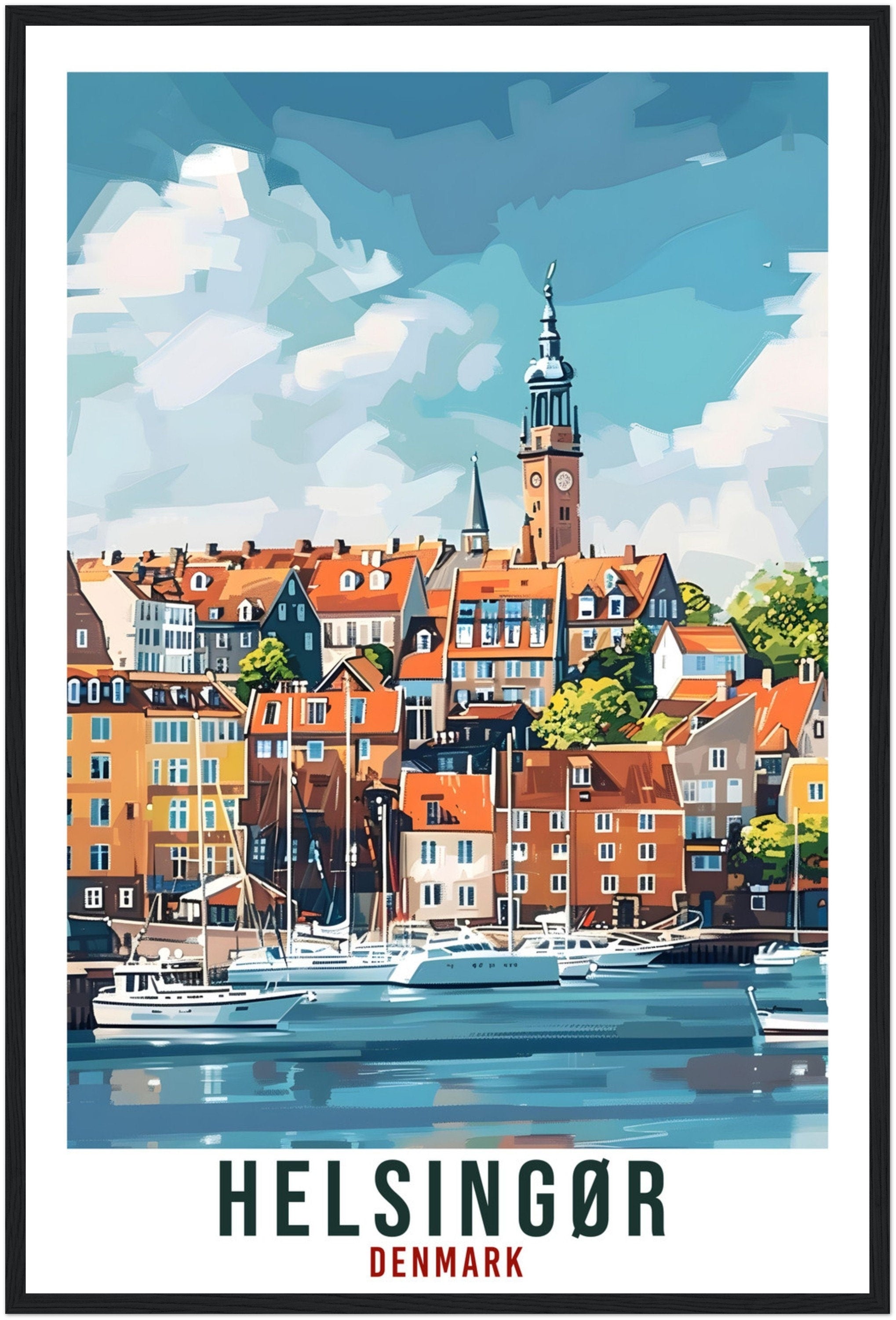 Helsingør Travel Poster Denmark Wall Art Wall Hanging Home Living Décor Helsingør Gift Art Lovers Denmark Artwork Gift Danish Travel Print