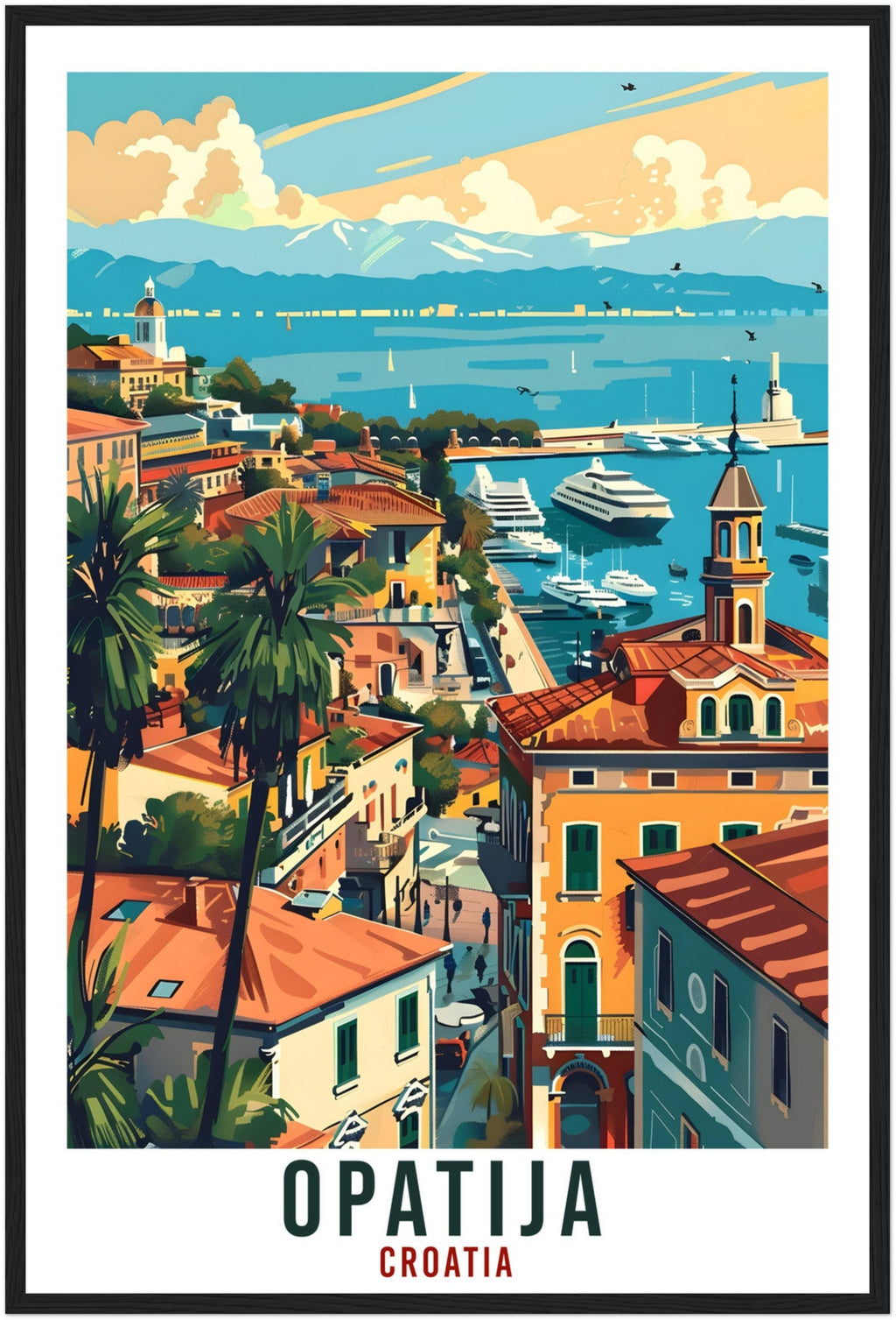 Opatija Travel Print Croatia Wall Art Wall Hanging Home Décor Opatija Gift Croatian Landmark Artwork Gift Croatia Holiday Travel Poster