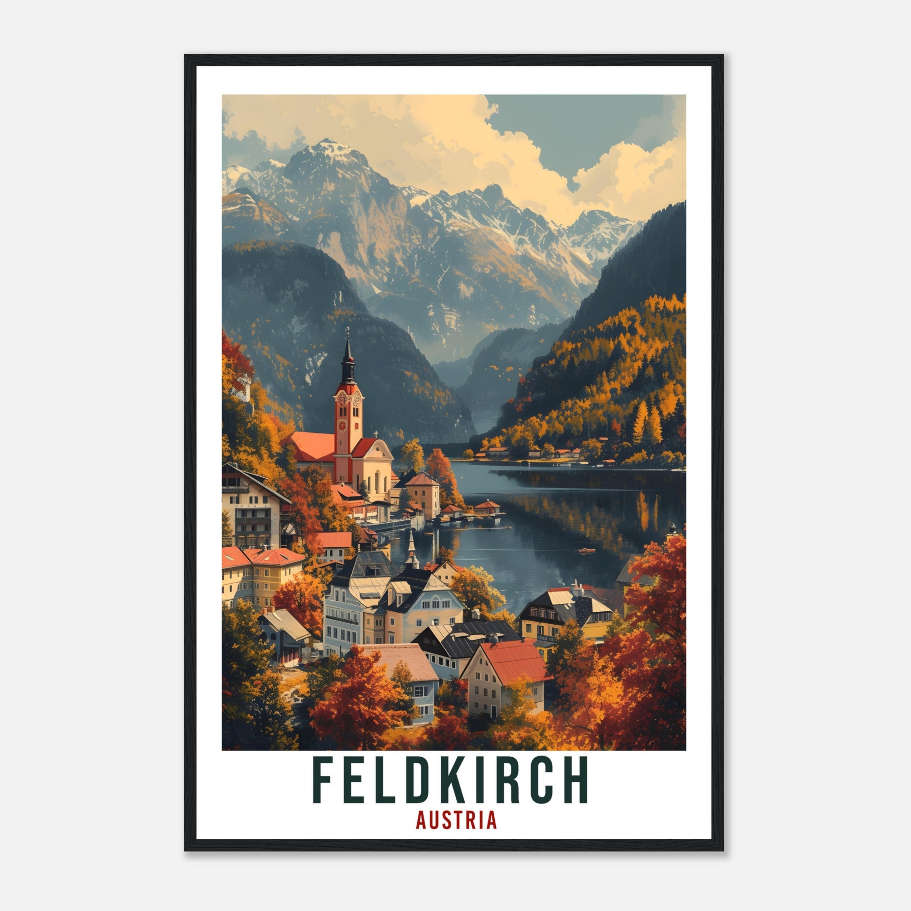 Feldkirch Travel Poster Austria Home Decor Feldkirch Austrian Wall Art Gift Wall Hanging Art Lover Austria Artwork Feldkirch Travel Print