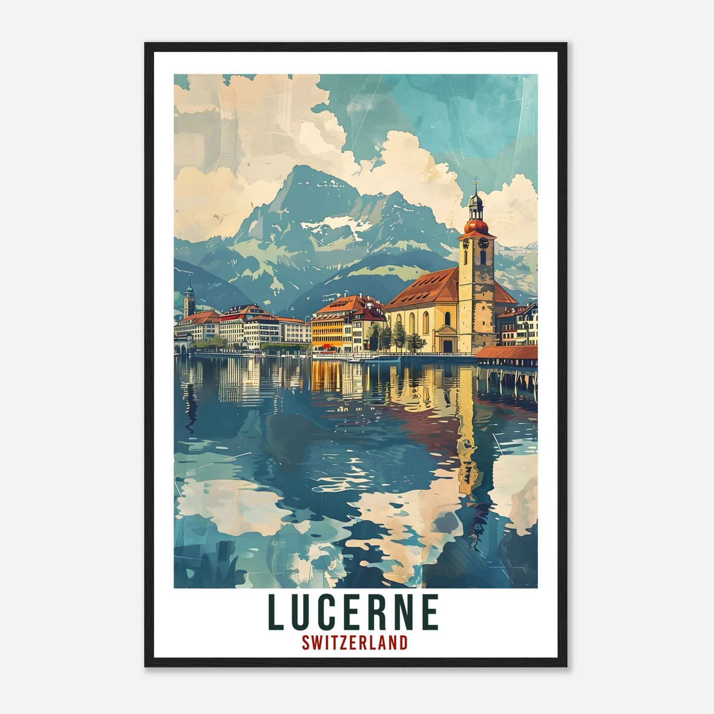 Lucerne Travel Print Swiss Wall Art Wall Hanging Home Living Décor Lucerne Gift Art Lovers Gift Switzerland Artwork Gift Swiss Travel Poster
