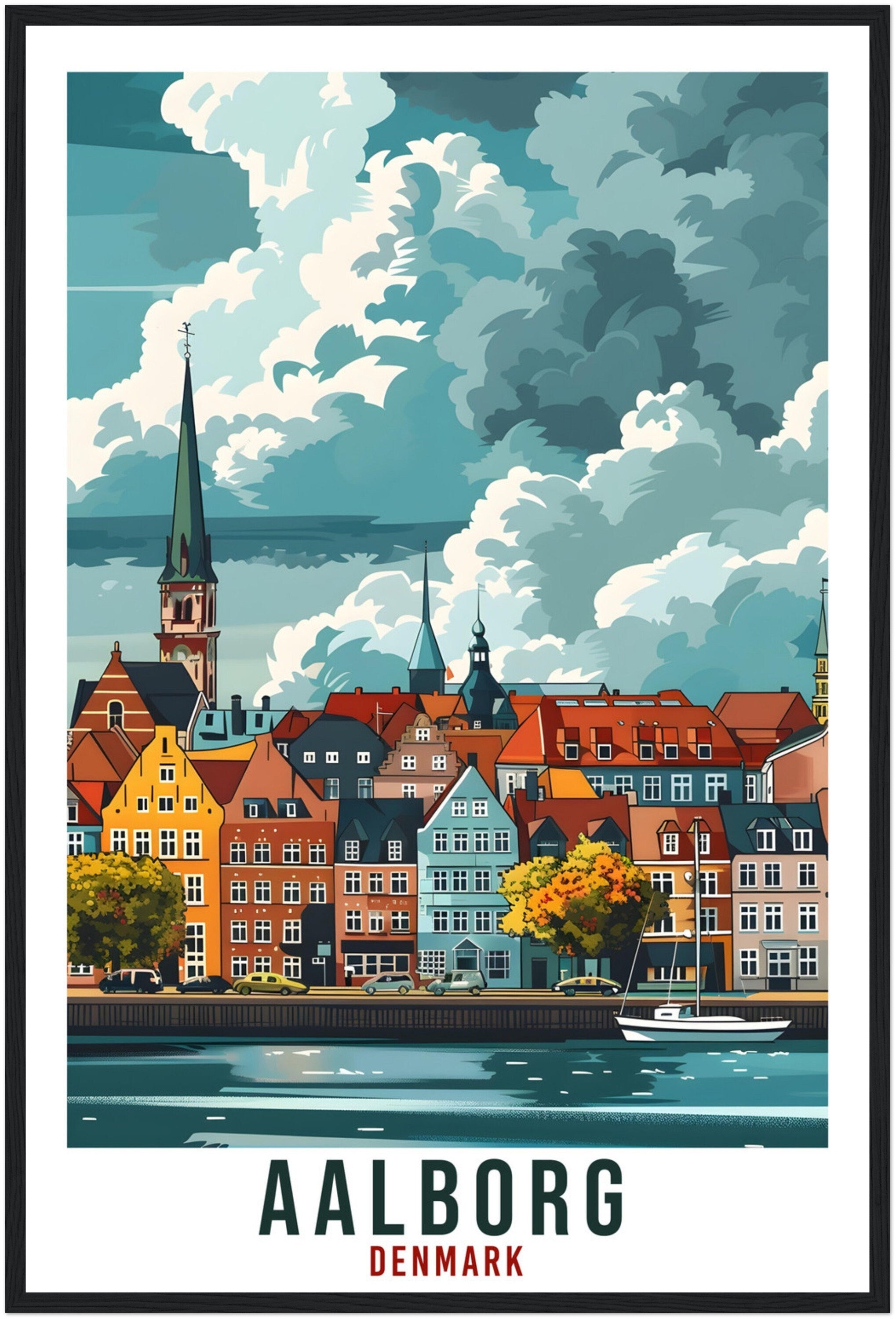 Aalborg Travel Print Denmark Wall Art Wall Hanging Home Living Décor Aalborg Gift Art Lovers Gift Denmark Artwork Gift Danish Travel Poster