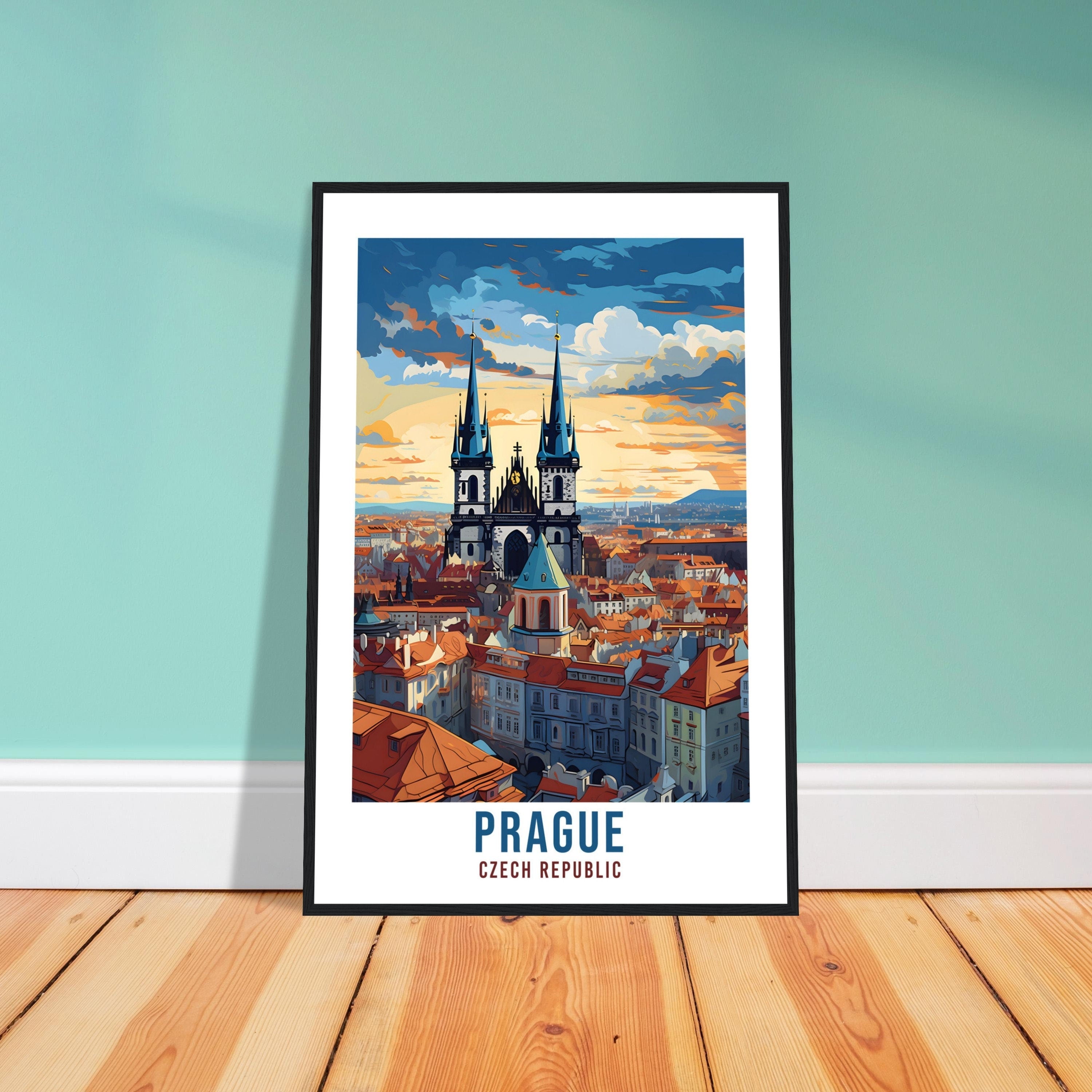 Prague Travel Poster Czech Republic Travel Print Vintage Prague Bridge Travel Print Wall Hanging Home Decor World Travel Art Prague Gift