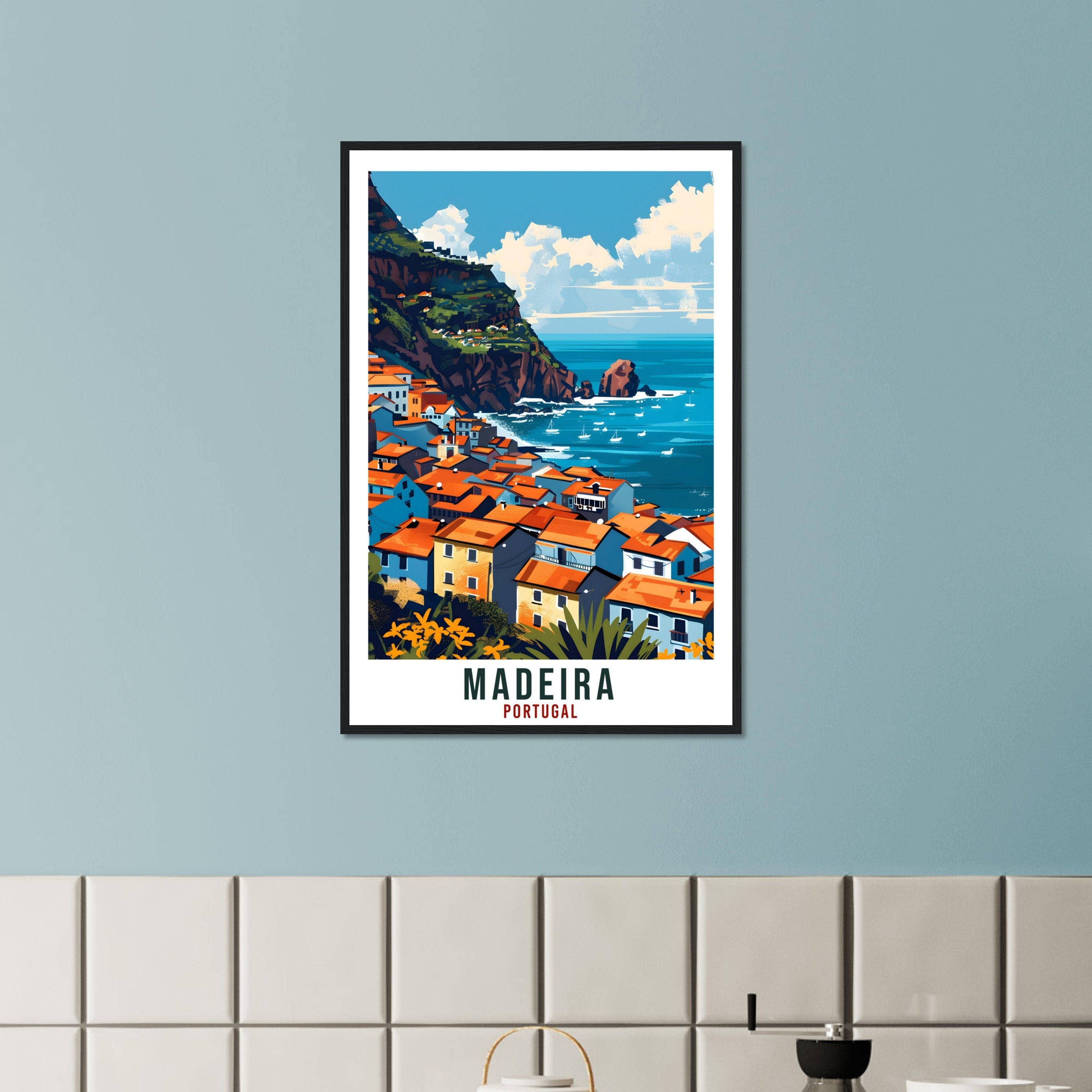 Madeira Travel Print Portugal Wall Art Wall Hanging Home Décor Madeira Gift Portugal Landmark Artwork Gift Portugal Madeira Travel Poster