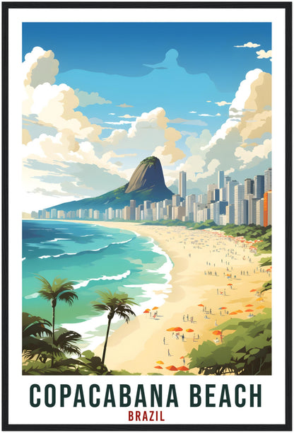 Copacabana Beach Travel Print Wall Art Copacabana Brazil Wall Hanging Artwork Art Gifts Copacabana Travel Poster Brazil Art Lovers Gift