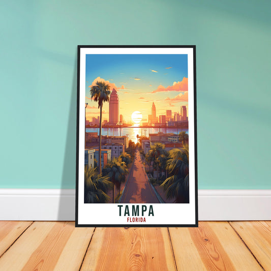 Tampa Travel Print Florida Home Decoration USA City Wall Art Gift Wall Hanging Art Lover Florida Artwork Tampa Bay Skyline Travel Poster