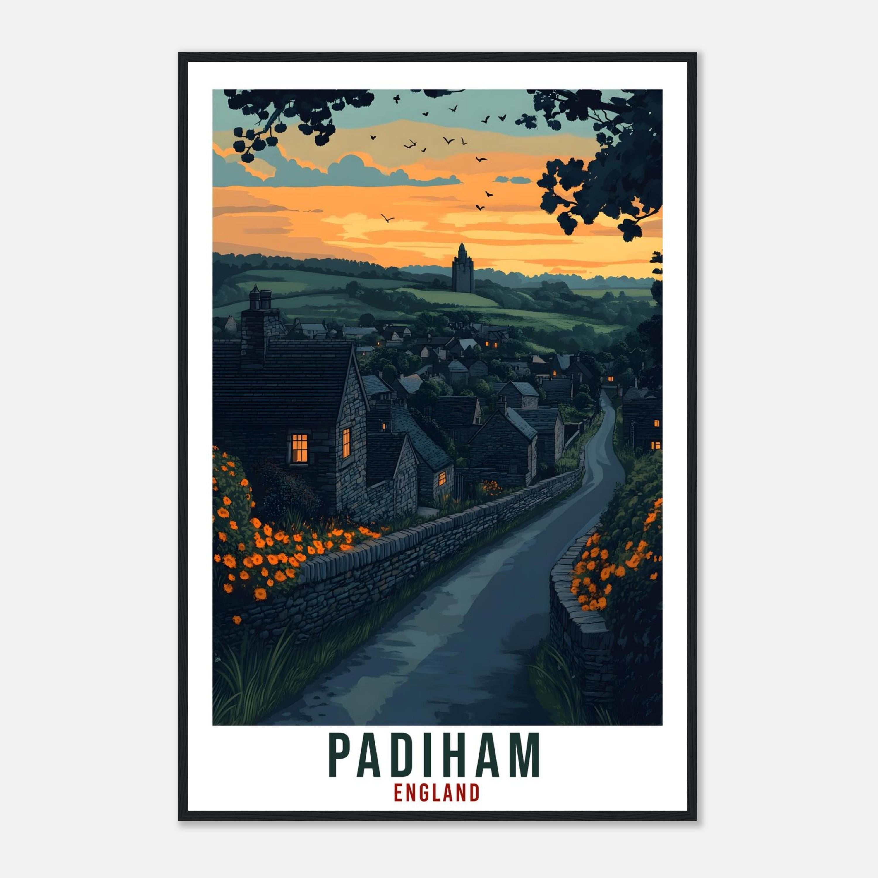 Padiham Travel Print England Home Decor Padiham Wall Art Gift Wall Hanging Art Lover Padiham England Artwork Travel Poster Travel Art