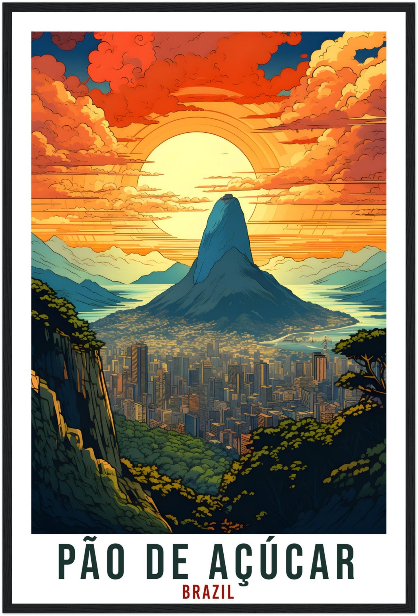 Pao De Acucar Travel Print Wall Art Pao De Acucar Brazil Wall Hanging Artwork Art Gifts Pao De Acucar Travel Poster Brazil Art Lovers Gift