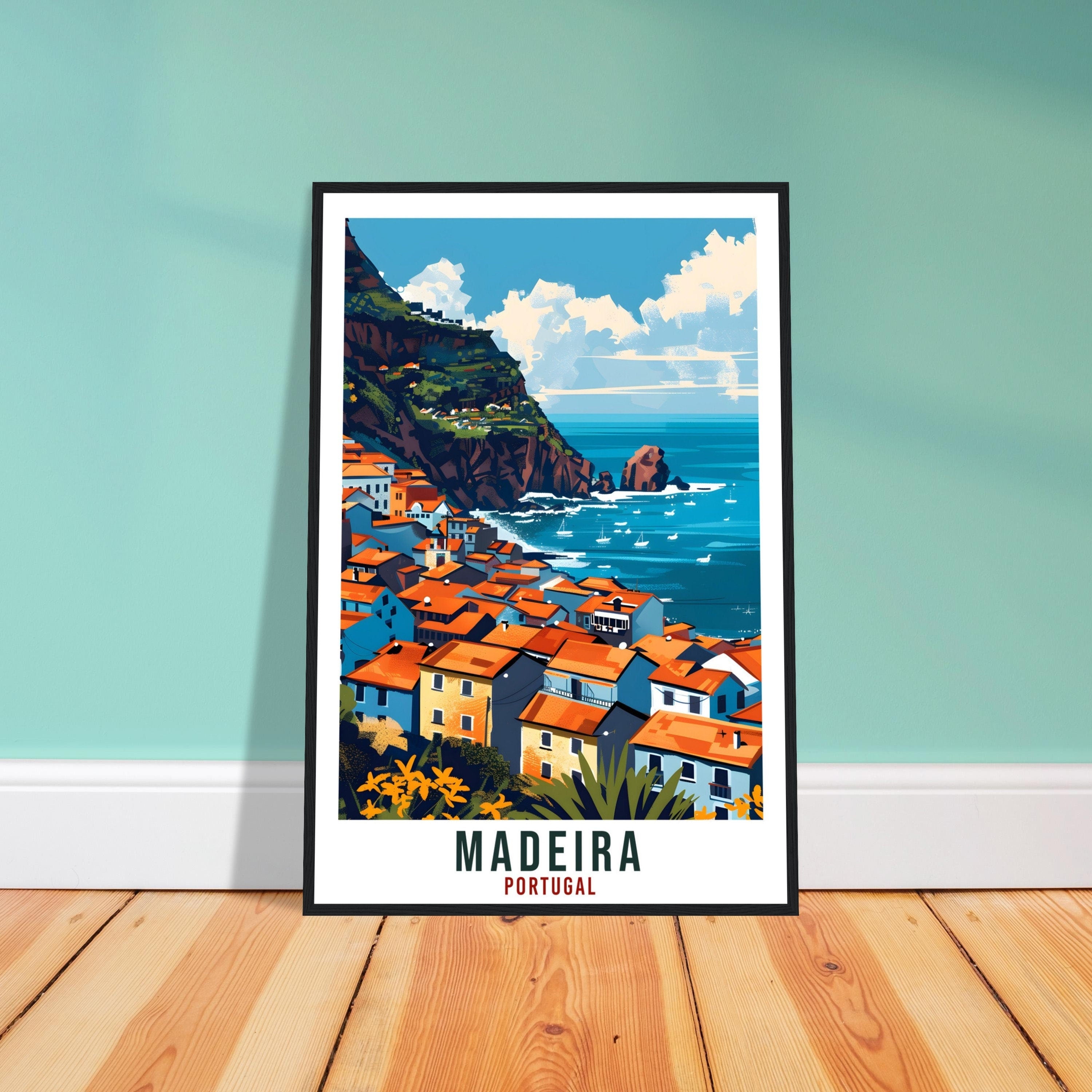 Madeira Travel Print Portugal Wall Art Wall Hanging Home Décor Madeira Gift Portugal Landmark Artwork Gift Portugal Madeira Travel Poster