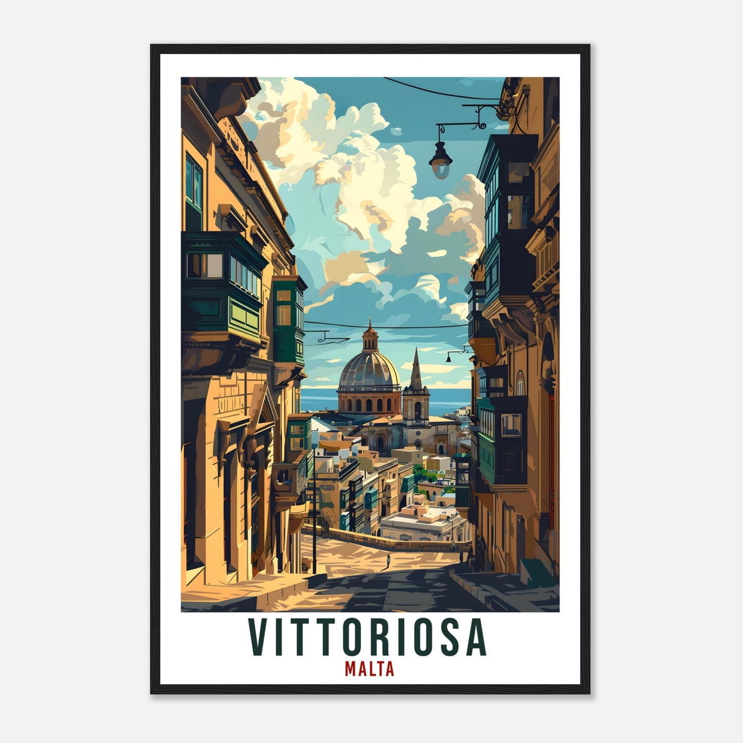 Vittoriosa Travel Print Malta Wall Art Wall Hanging Home Living Décor Vittoriosa Gift Art Lovers Gift Malta Artwork Gift Malta Travel Poster