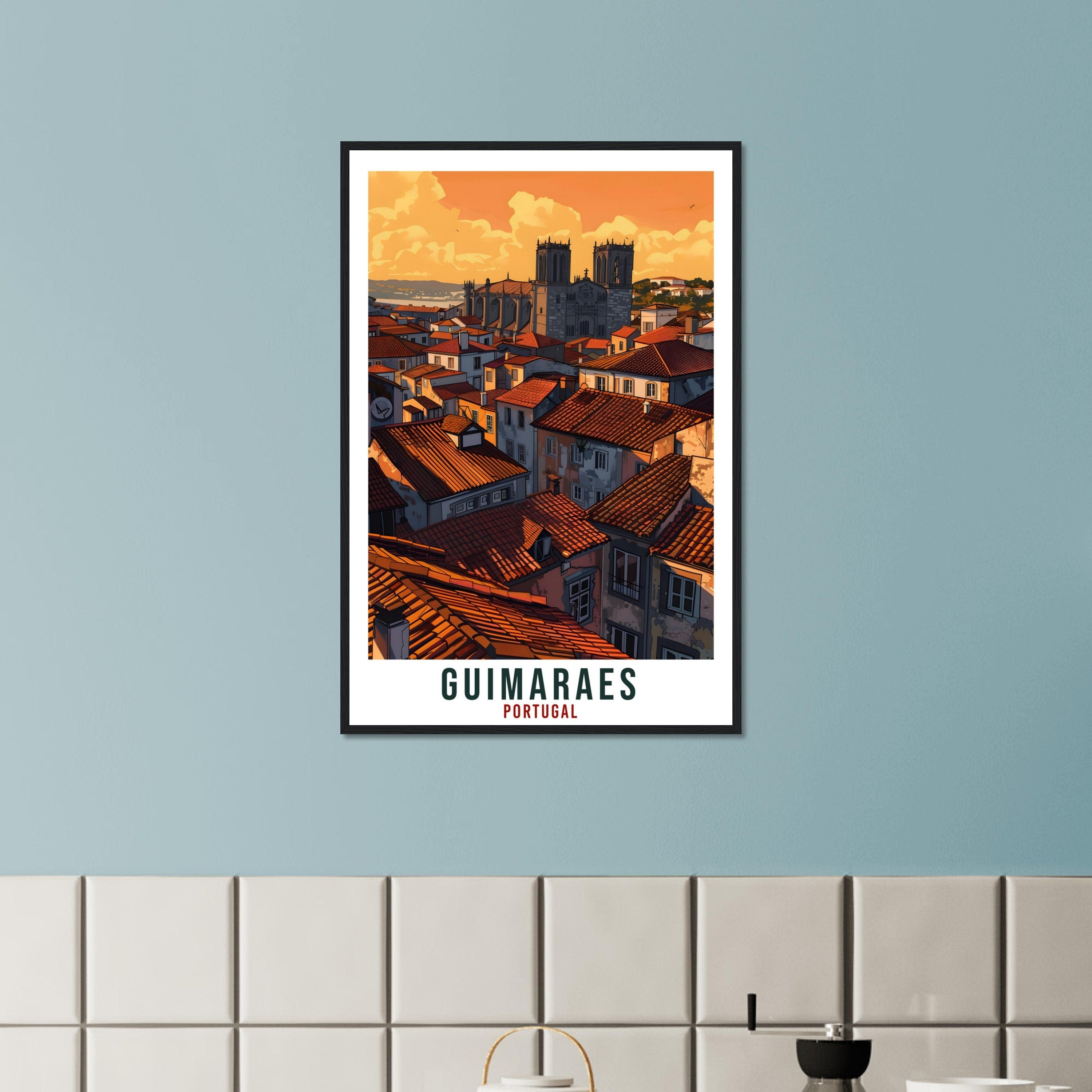 Guimaraes Travel Print Portugal Wall Art Wall Hanging Home Décor Guimaraes Gift Portugal Landmark Artwork Guimaraes Portugal Travel Poster