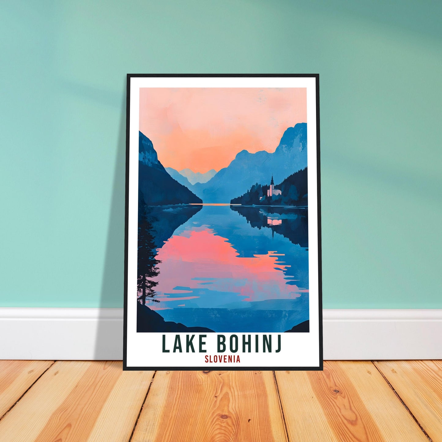 Lake Bohinj Travel Print Slovenia Decor Lake Bohinj Wall Art Gift Wall Hanging Art Lover Lake Bohinj Slovenia Artwork Travel Poster Slovenia