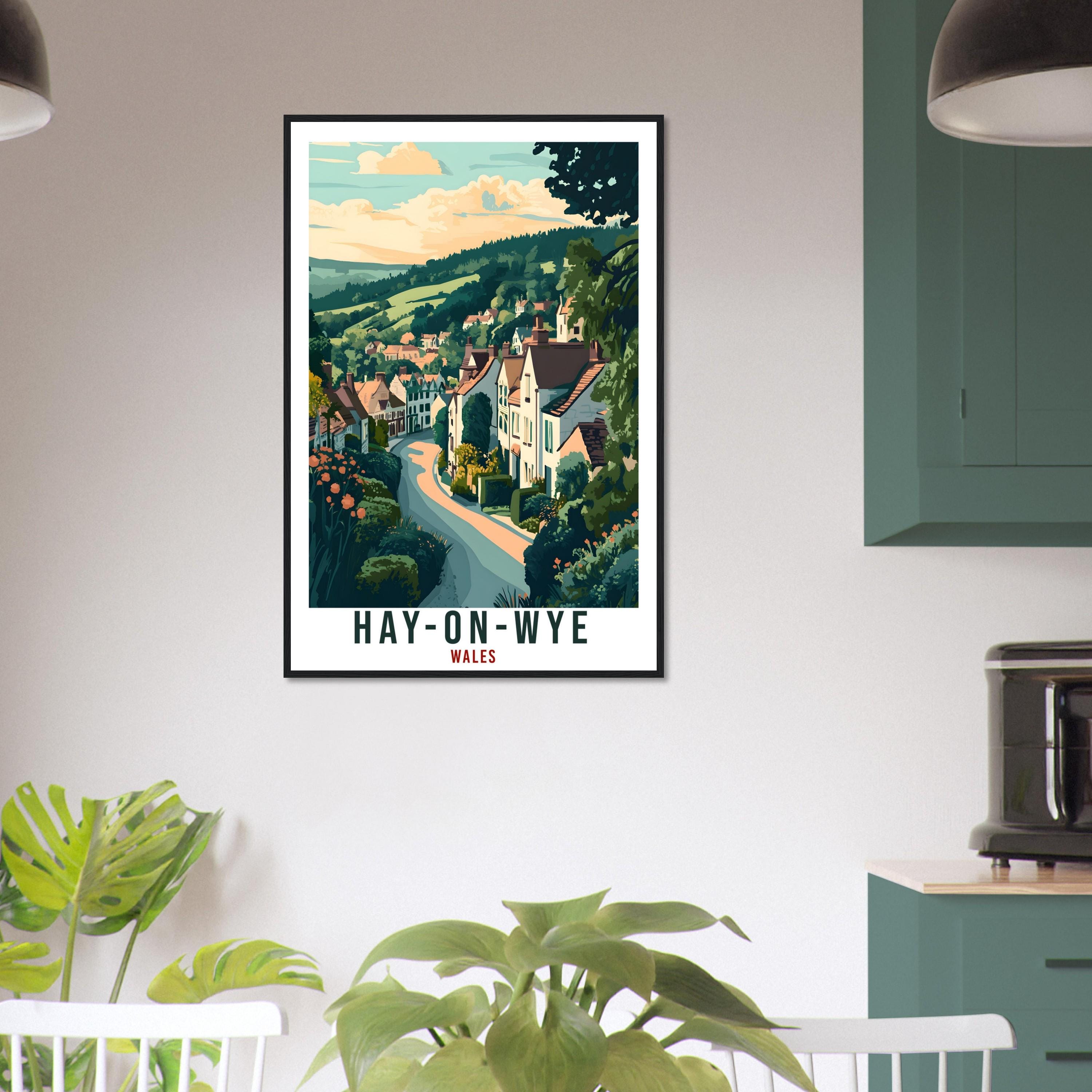 Hay-On-Wye Travel Print Wales Home Decor Hay-On-Wye Wall Art Wall Hanging Art Lover Wales Artwork Travel Poster Hay-On-Wye Travel Art Gift