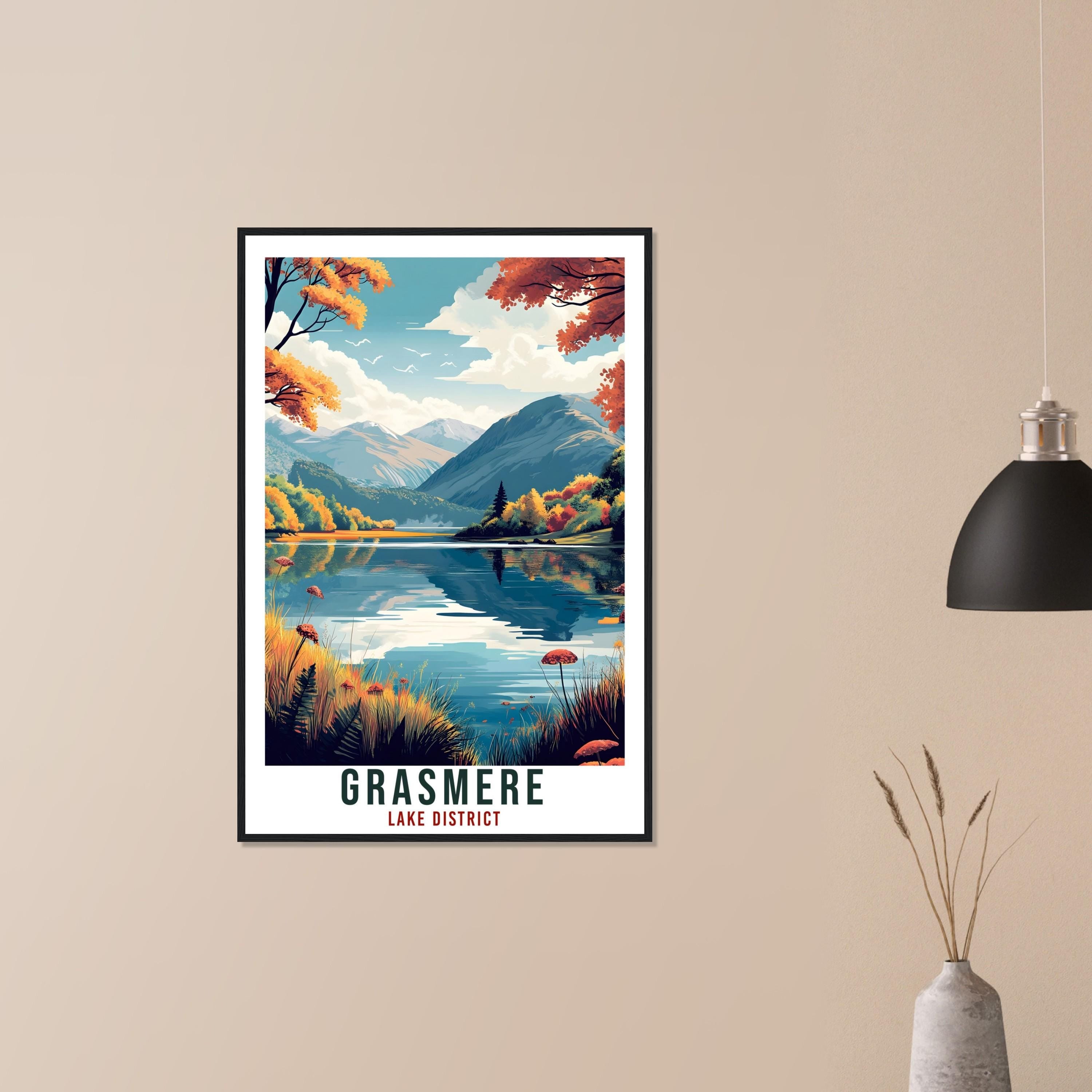 Grasmere Travel Print Lake District Decor Grasmere Wall Art Wall Hanging Art Lover Lake District Artwork Travel Poster Cumbria Travel Art