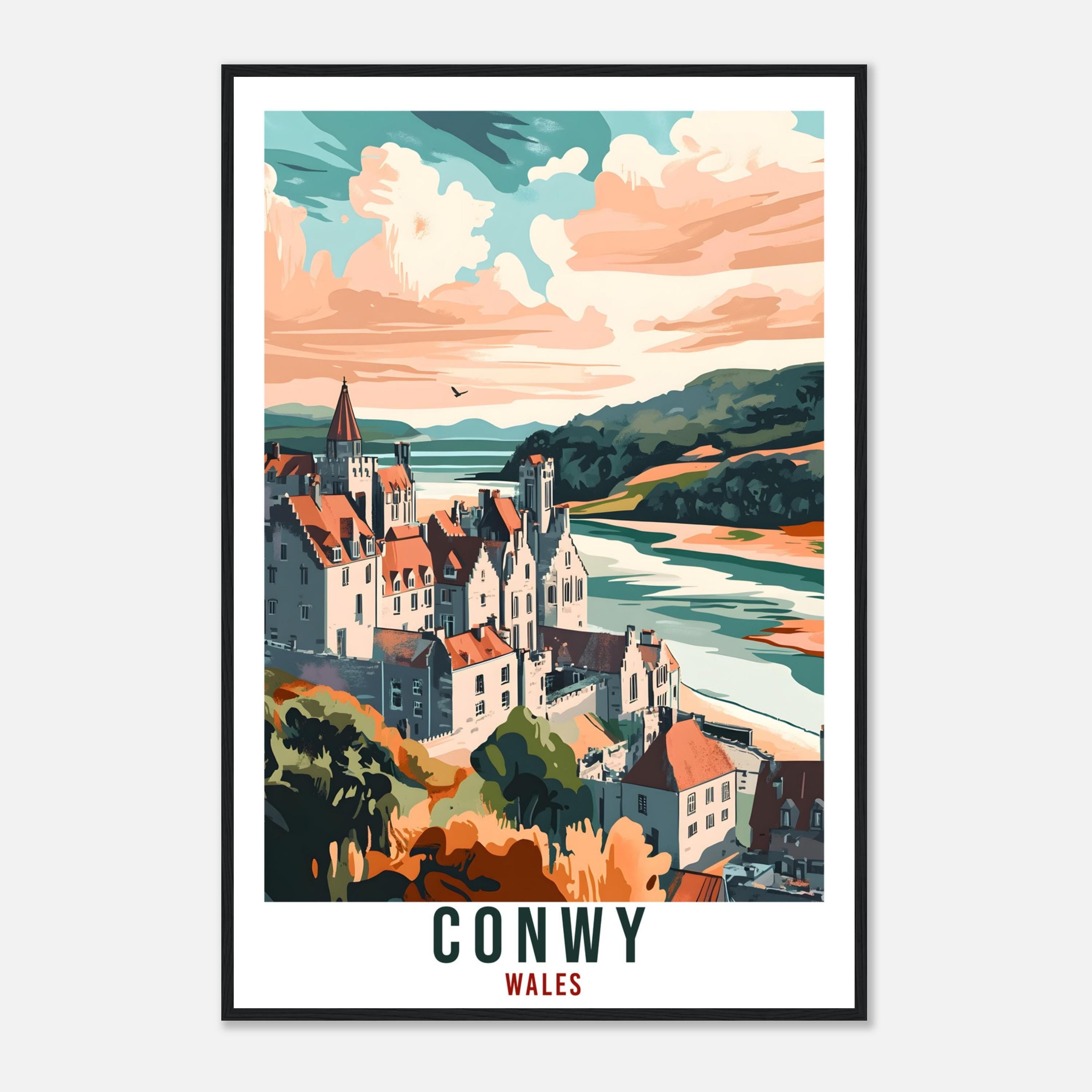Conwy Travel Print Wales Home Decor Conwy Wall Art Wall Hanging Art Lover Wales Artwork Travel Poster Wales Conwy Travel Artwork Gift