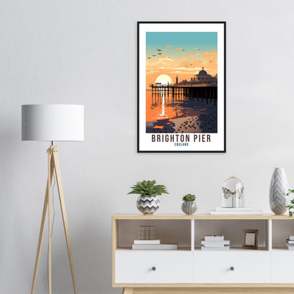 Brighton Pier Travel Print Brighton Seaside Home Decor Coastal England Wall Hanging Brighton Pier Artwork Gift Brighton Pier Travel Poster