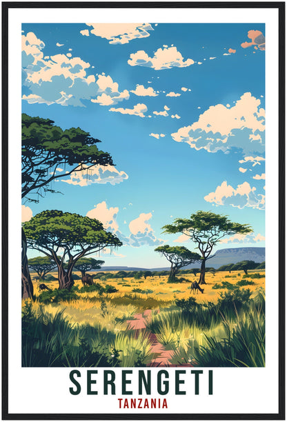 Serengeti Tanzania Travel Print Wall Art Wall Hanging Home Décor Serengeti Gift Art Lovers Tanzania Artwork Print African Landmark Poster