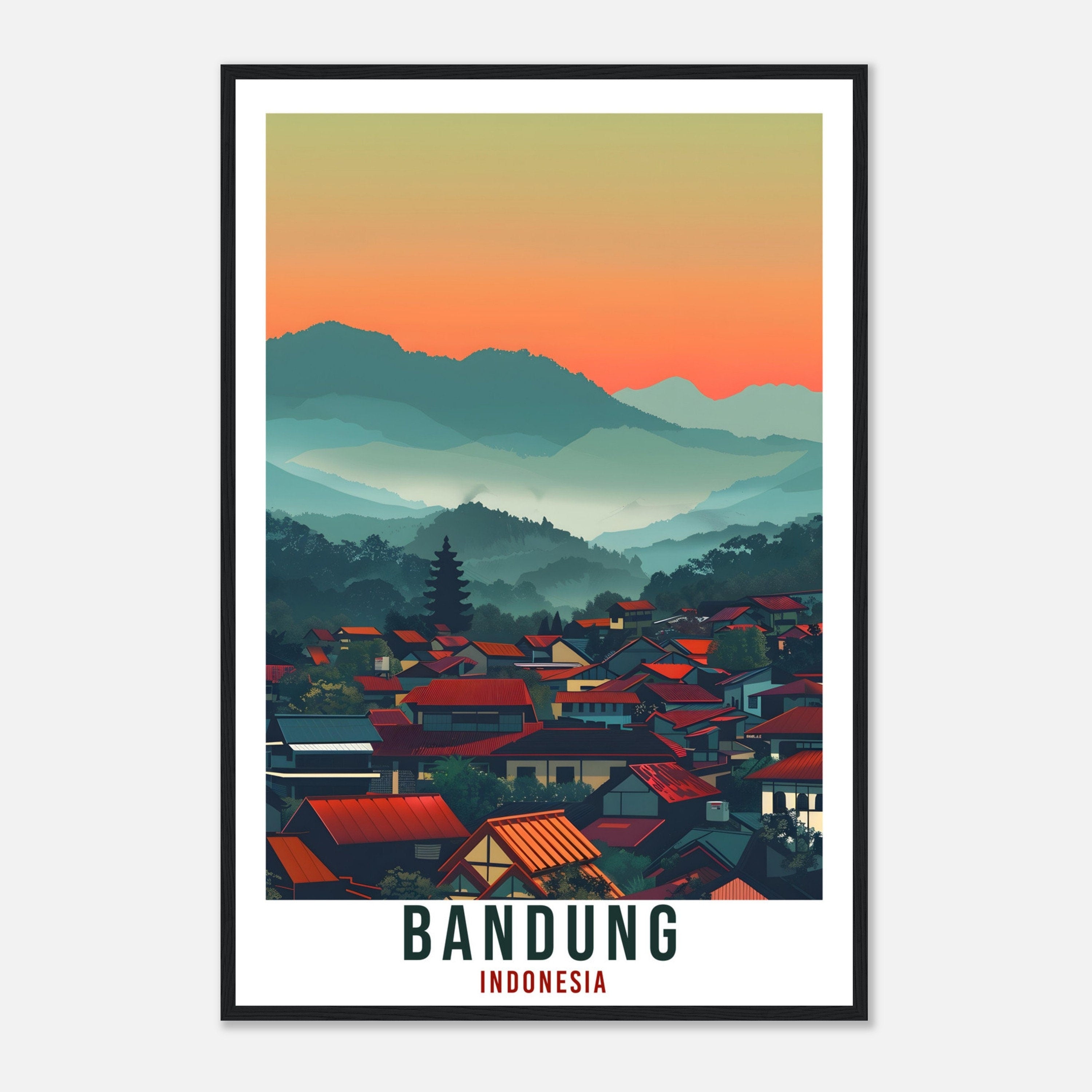 Bandung Bali Travel Print Bali Wall Art Wall Hanging Home Décor Bandung Gift Landmark Artwork Travel Art Indonesia Bandung Travel Poster