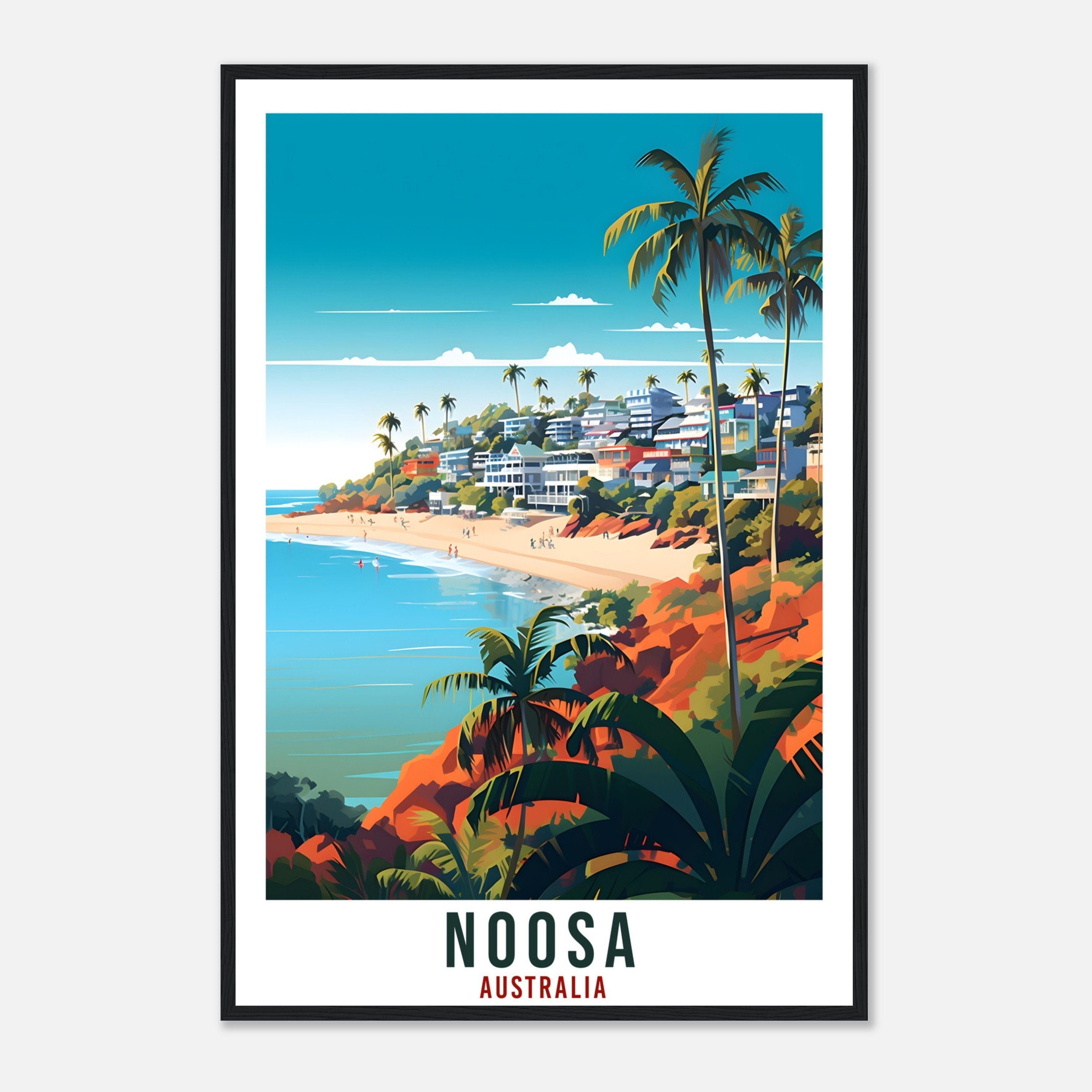 Noosa Beach Travel Print Wall Art Noosa Australia Home Artwork Wall Hanging Noosa Art Gift Noosa Travel Poster Australian Art Lover Gift