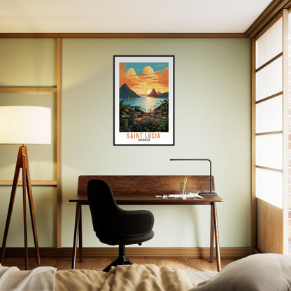 Saint Lucia Travel Print Wall Art St Lucia Sunset Wall Hanging Home Décor Caribbean Gift Art Lovers Castries Travel Poster St Lucia Poster