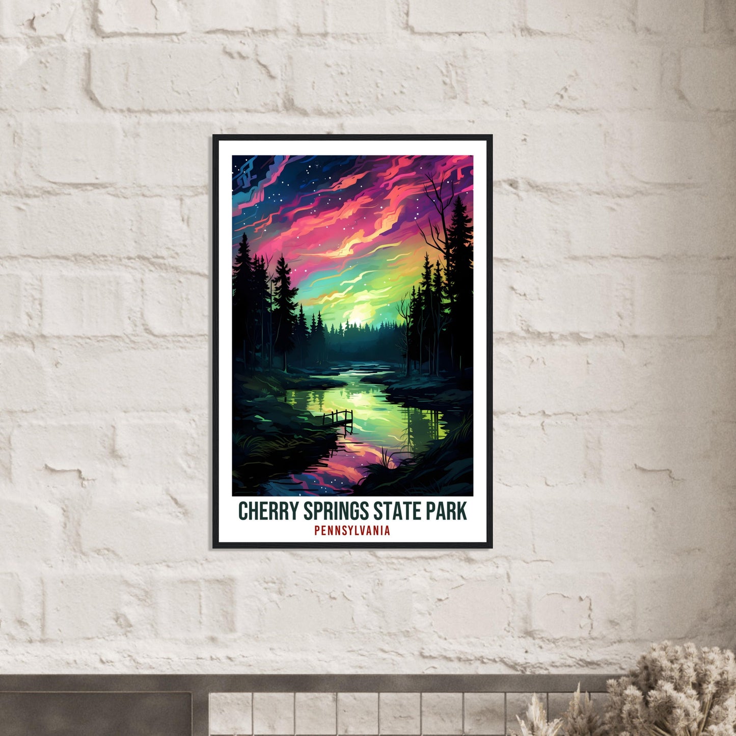 Cherry Springs State Park Travel Print Pennsylvania Northern Lights Wall Art Hanging Travel Art Gift Cherry Springs Travel Poster Artwork