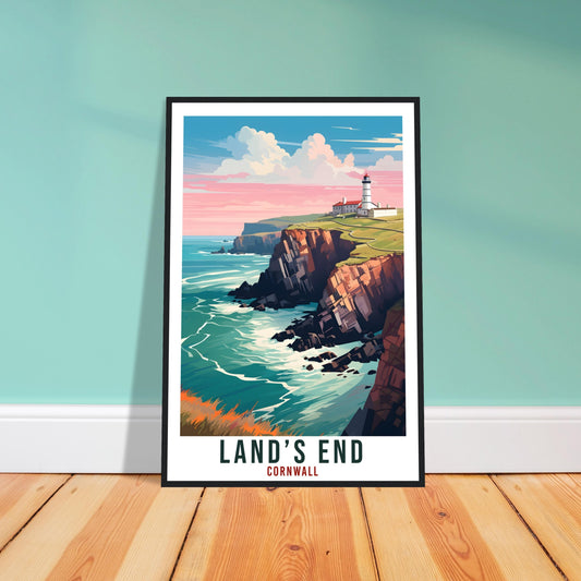 Land's End Travel Print English Wall Art Home Decor Wall Hanging Travel Art Gift Land's End Travel Poster Cornwall Art Lovers Gift Artwork
