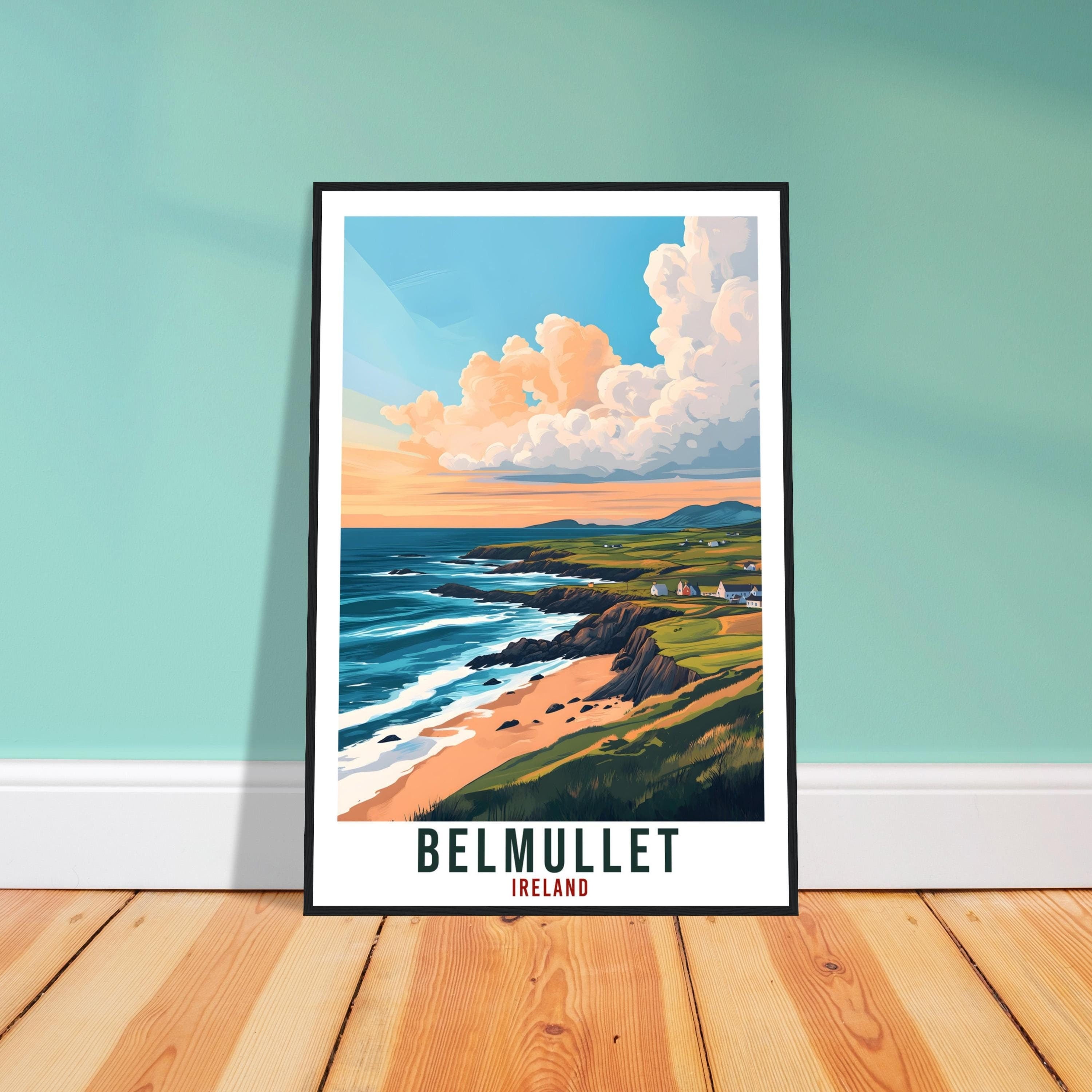 Belmullet Travel Print Ireland Home Decor Mayo Wall Art Gift Wall Hanging Art Lover Belmullet Irish Artwork Travel Poster Ireland Travel Art