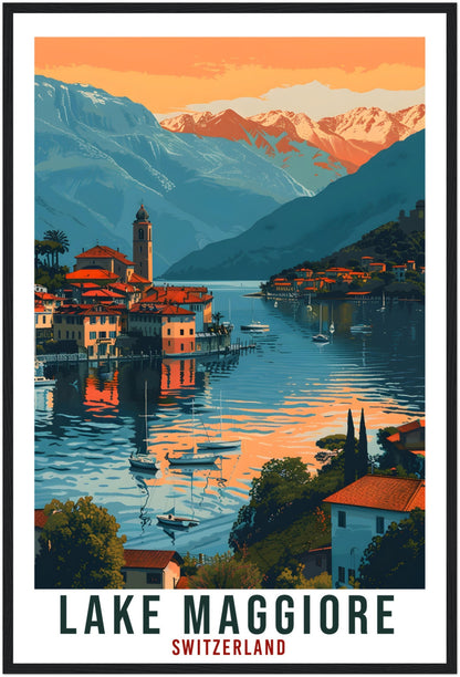 Lake Maggiore Travel Print Swiss Wall Art Wall Hanging Home Décor Lake Maggiore Gift Art Lovers Switzerland Artwork Gift Swiss Travel Poster