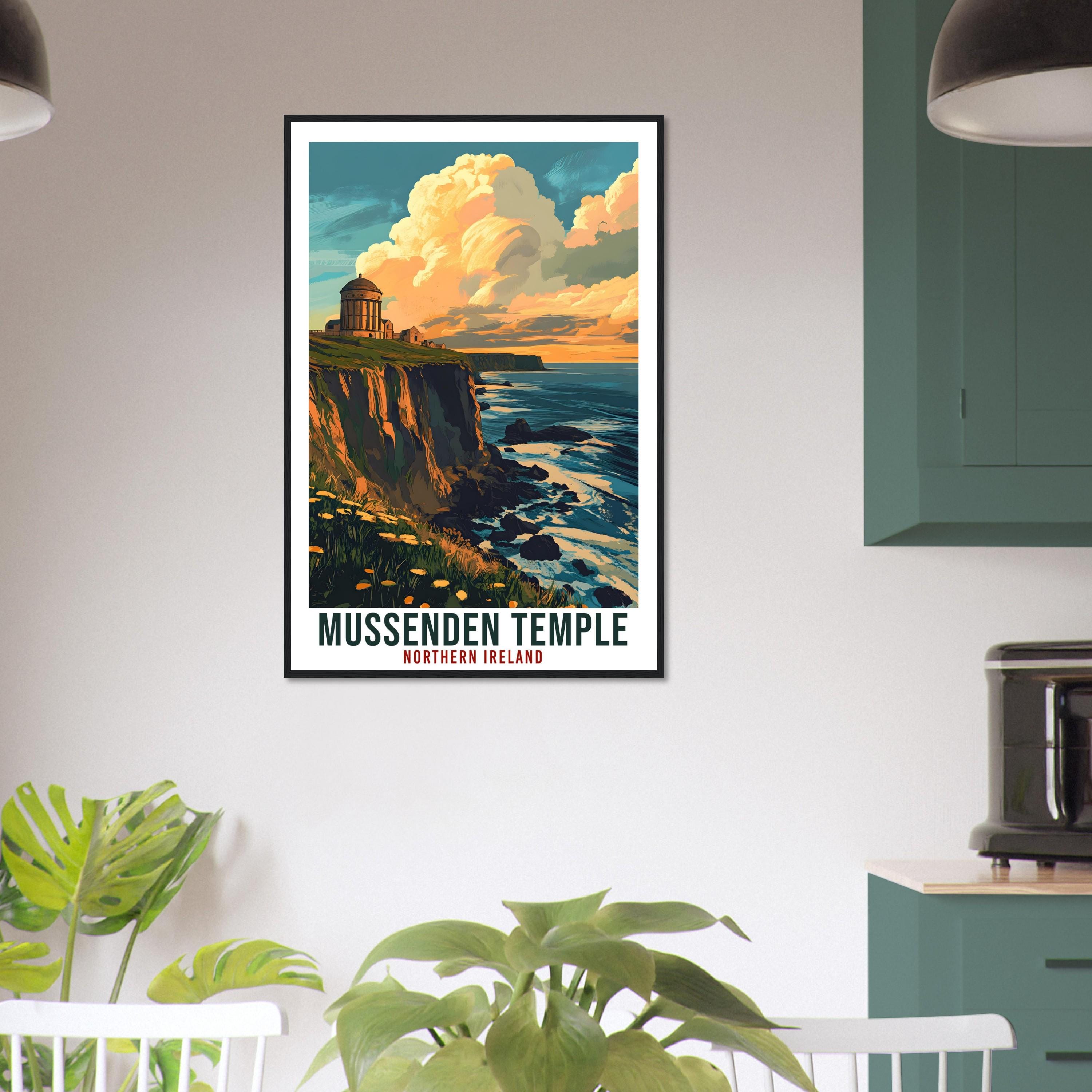 Mussenden Temple Travel Print Northern Ireland Home Decor PLACE Wall Art Wall Hanging Art Lover Artwork Travel Poster North Coast Travel Art