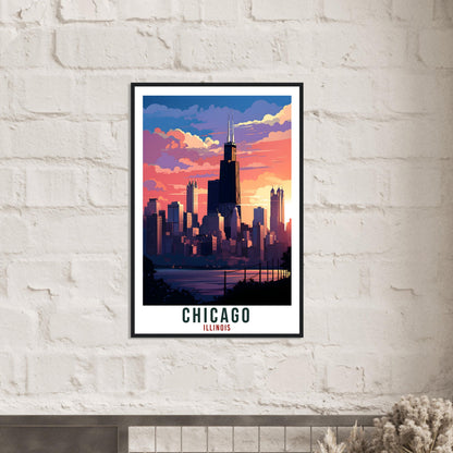 Chicago Travel Print Illinois Home Decoration USA City Wall Art Gift Wall Hanging Art Lover Illinois Artwork Chicago Travel Poster