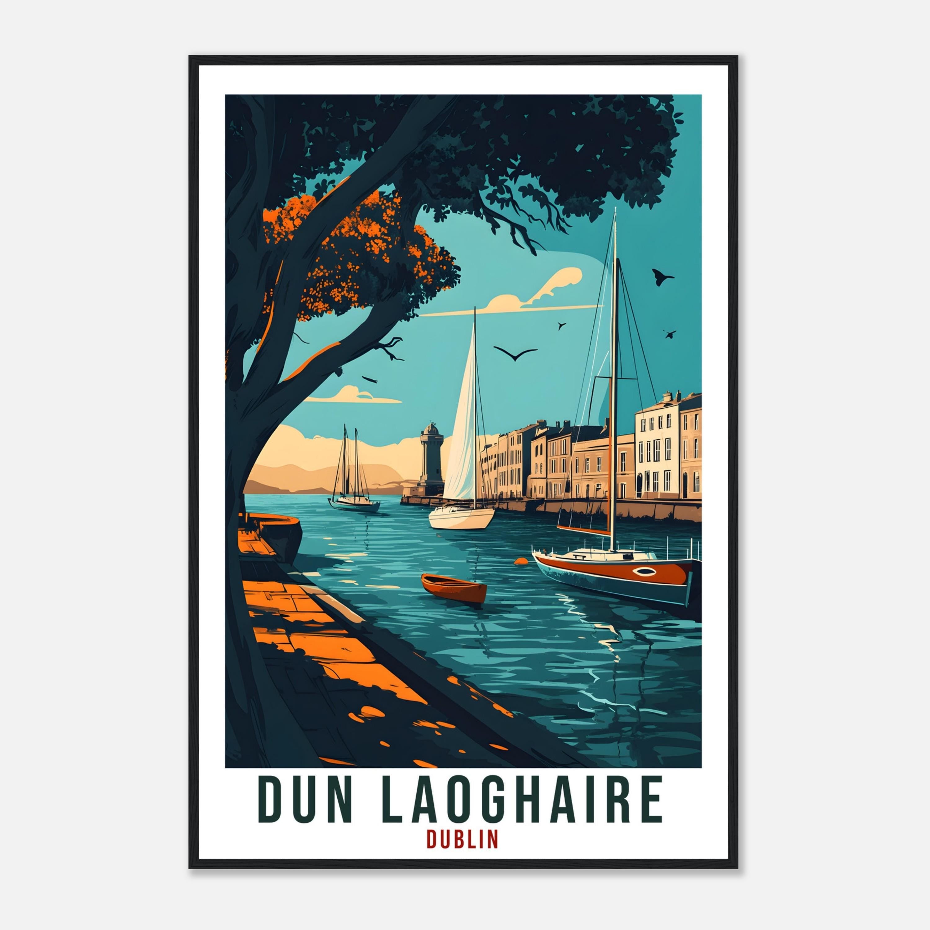 Dun Laoghaire Travel Print Ireland Decor Dun Laoghaire Wall Art Gift Wall Hanging Art Lover Dublin Irish Artwork Travel Poster Ireland Art