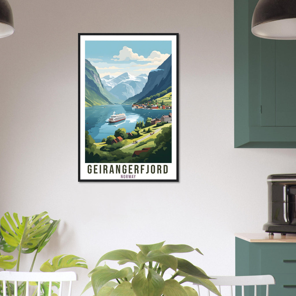 Geirangerfjord Norway Travel Print  Wall Hanging Norway Fjords Geirangerfjord Travel Poster Norway Wall Art Geirangerfjord Travel Poster
