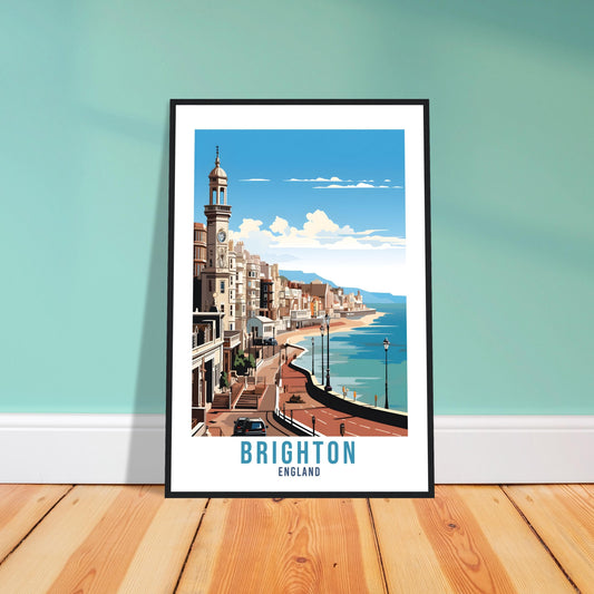 Brighton Travel Print Brighton Seaside Home Decor Coastal Landscape England Nature Wall Hanging Brighton Artwork Gift Brighton Travel Poster