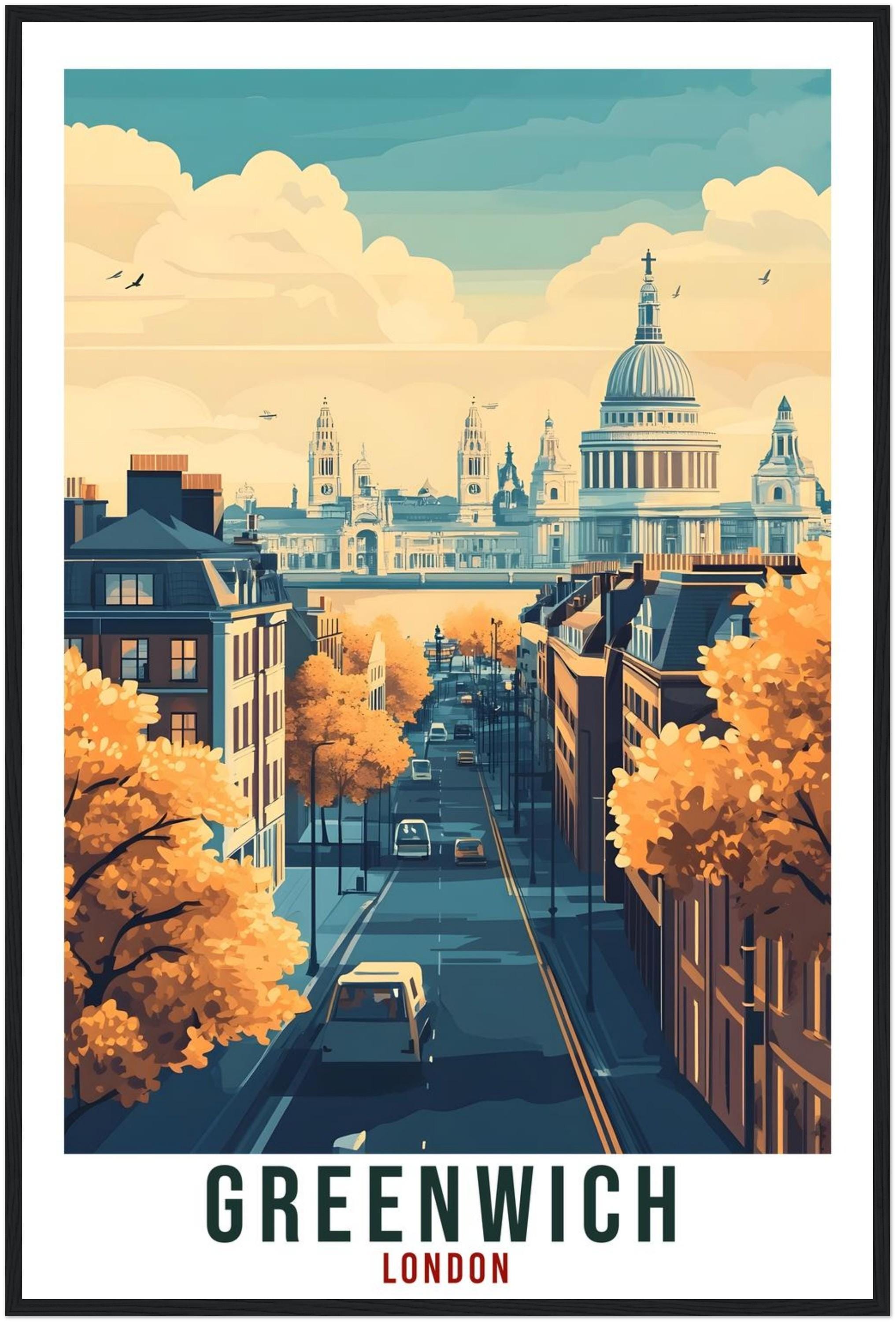 Greenwich London Travel Print England Decor Greenwich Wall Art Gift Wall Hanging Art Lover Greenwich England Artwork Travel Poster UK Art