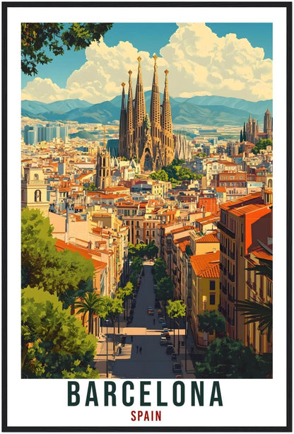 Barcelona Travel Print Spain Home Decor Barcelona Wall Art Gift Wall Hanging Art Lover Barcelona Spain Artwork Travel Poster Travel Artwork