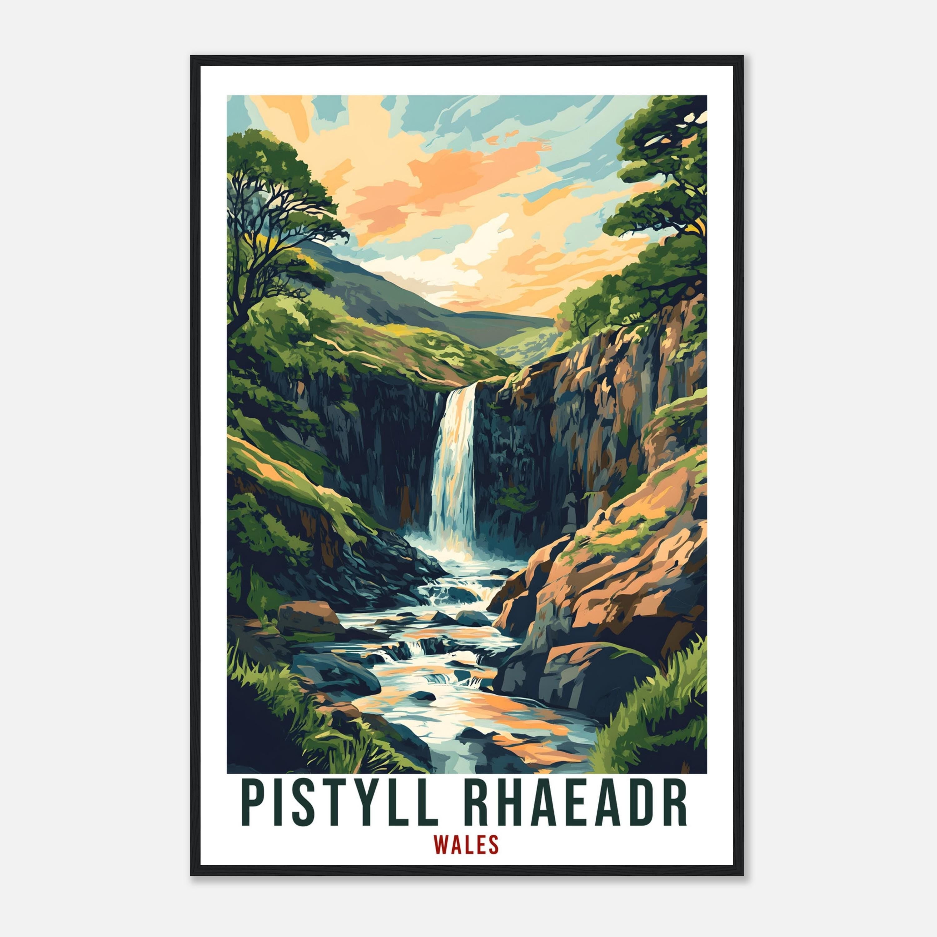 Pistyll Rhaeadr Travel Print Wales Home Decor Pistyll Rhaeadr Wall Art Wall Hanging Art Lover Wales Artwork Travel Poster Pistyll Rhaeadr