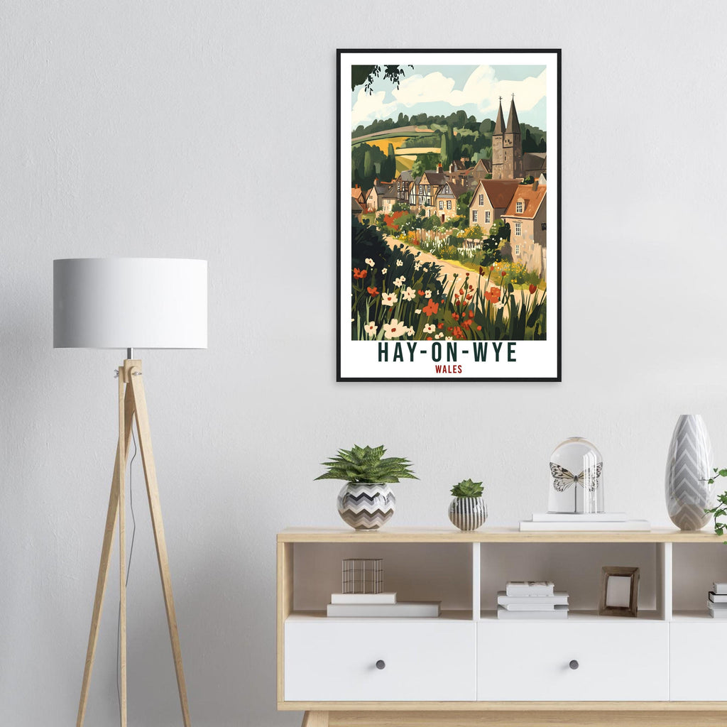 Hay-On-Wye Travel Print Wales Home Decor Hay-On-Wye Wall Art Wall Hanging Art Lover Wales Artwork Travel Poster Hay-On-Wye Travel Art Gift