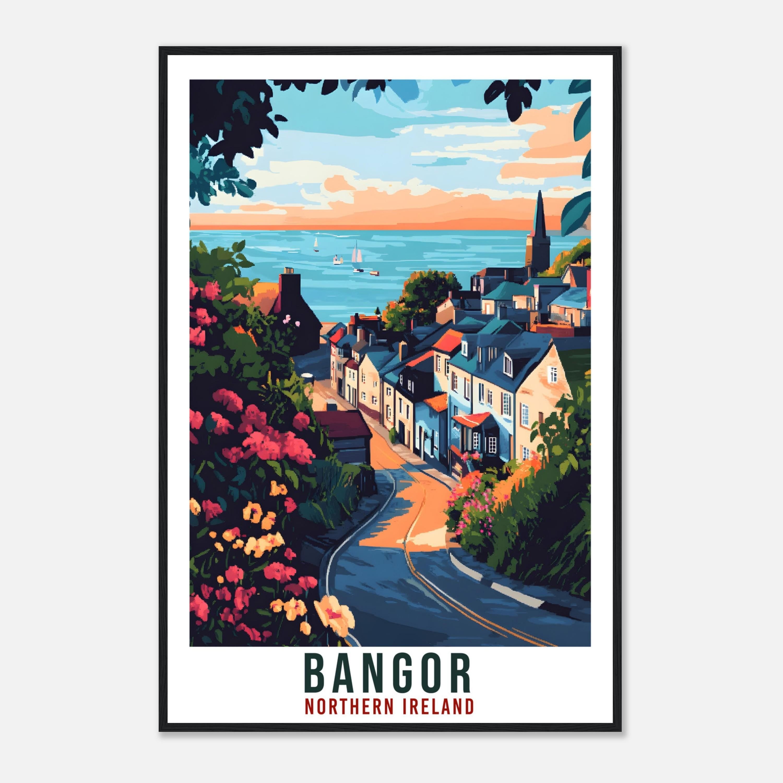 Bangor Travel Print Northern Ireland Home Decor Bangor Wall Art Wall Hanging Art Lover Irish Artwork Travel Poster Bangor NI Travel Art