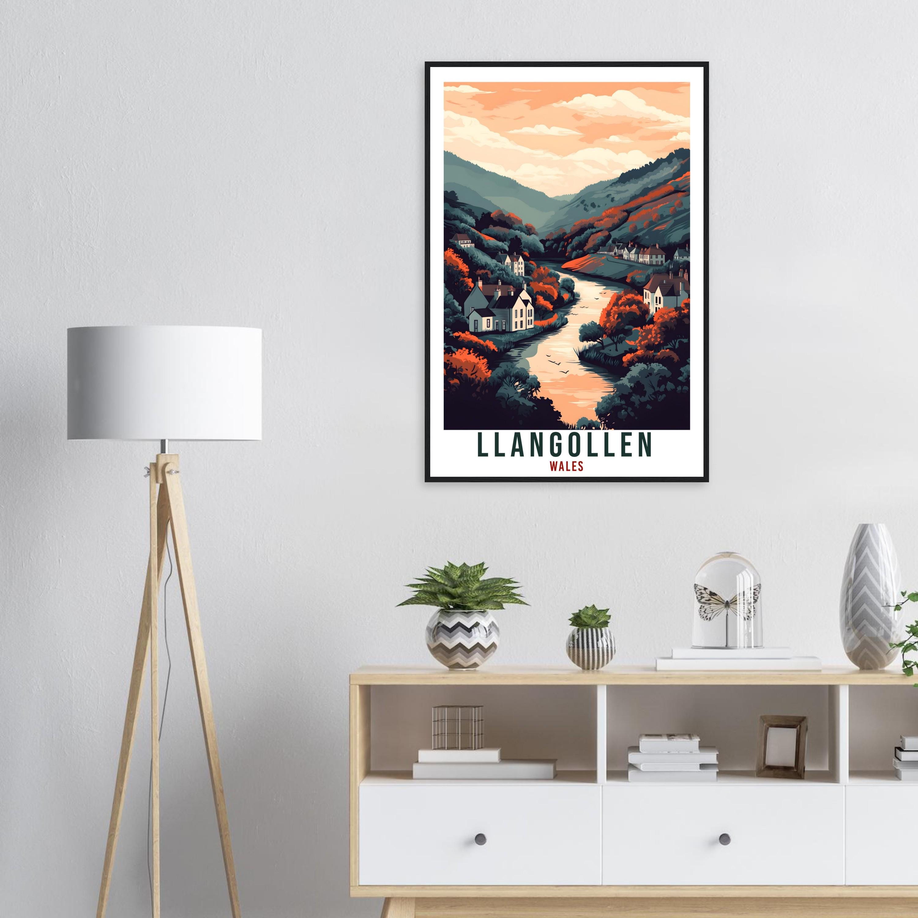Llangollen Travel Print Wales Home Decor Llangollen Wall Art Wall Hanging Art Lover Wales Artwork Travel Poster Llangollen Travel Art Gift