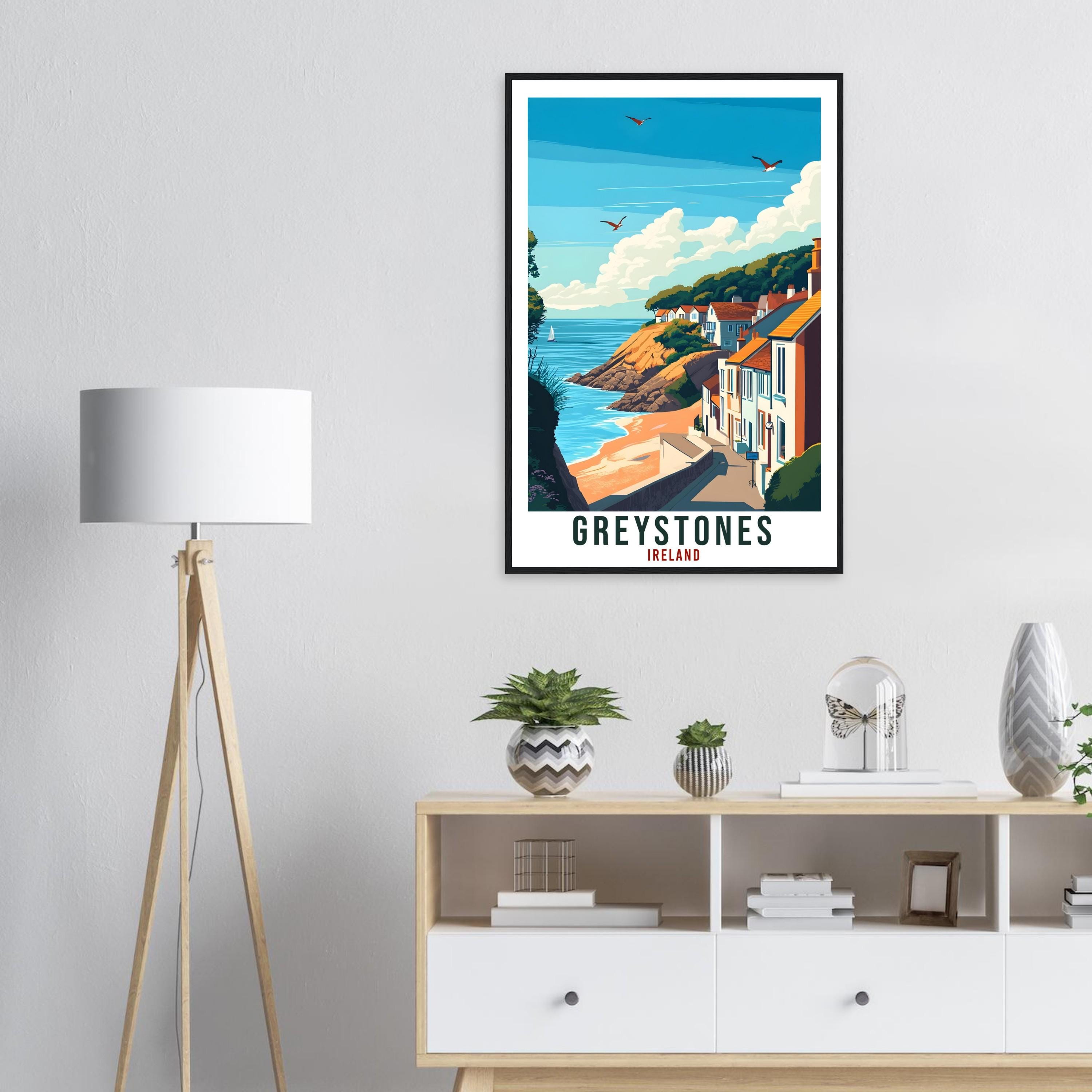 Greystones Travel Print Ireland Home Decor Greystones Wall Art Wall Hanging Art Lover Irish Artwork Travel Poster Greystones Ireland Travel