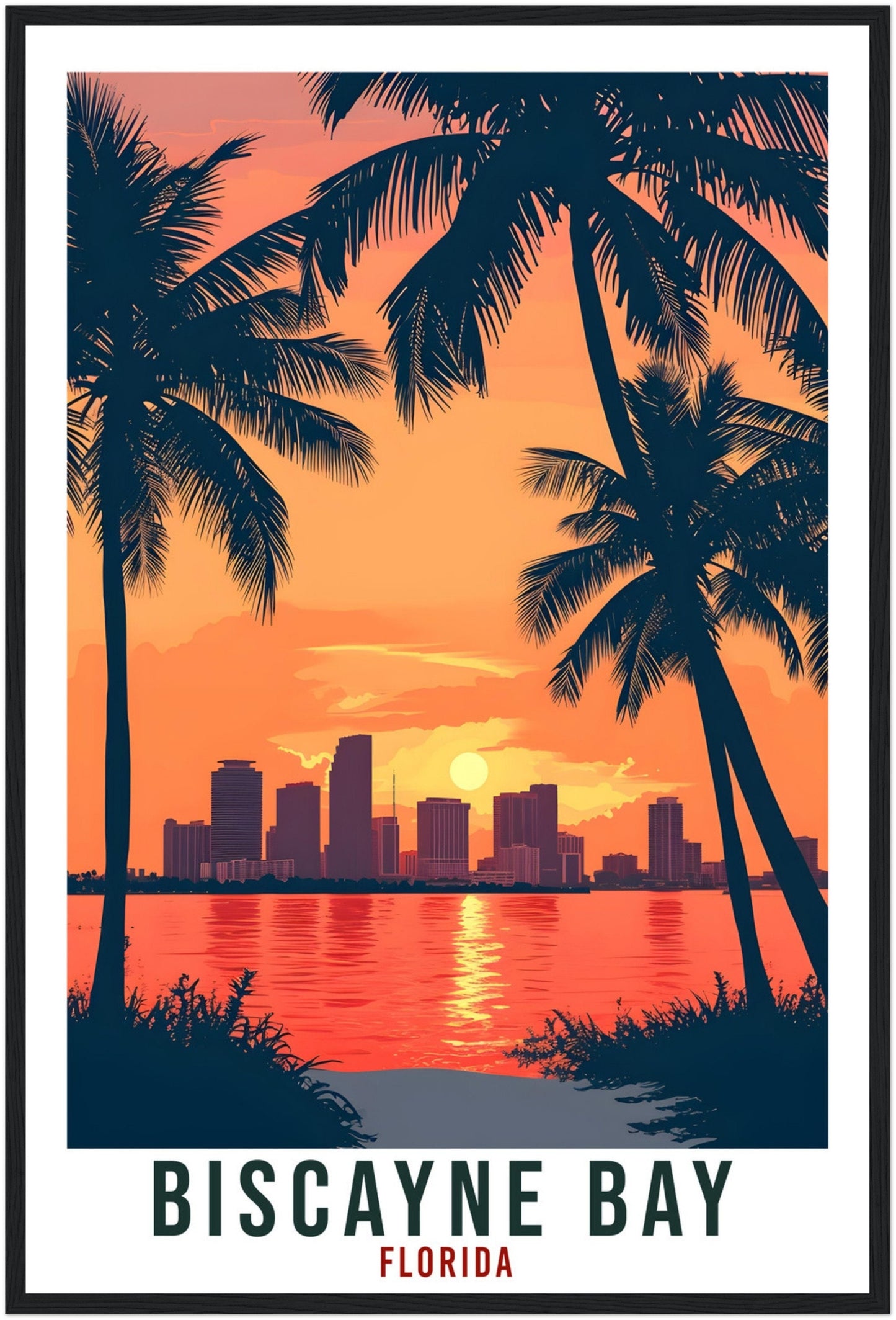 Biscayne Bay Travel Print Florida Home Decoration USA City Wall Art Gift Wall Hanging Art Lover Florida Artwork Biscayne Bay Travel Poster
