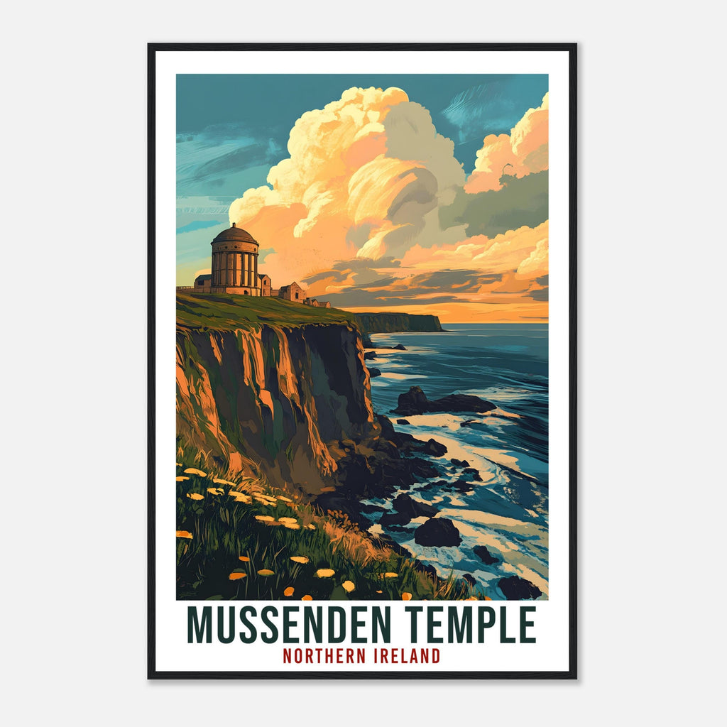 Mussenden Temple Travel Print Northern Ireland Home Decor PLACE Wall Art Wall Hanging Art Lover Artwork Travel Poster North Coast Travel Art