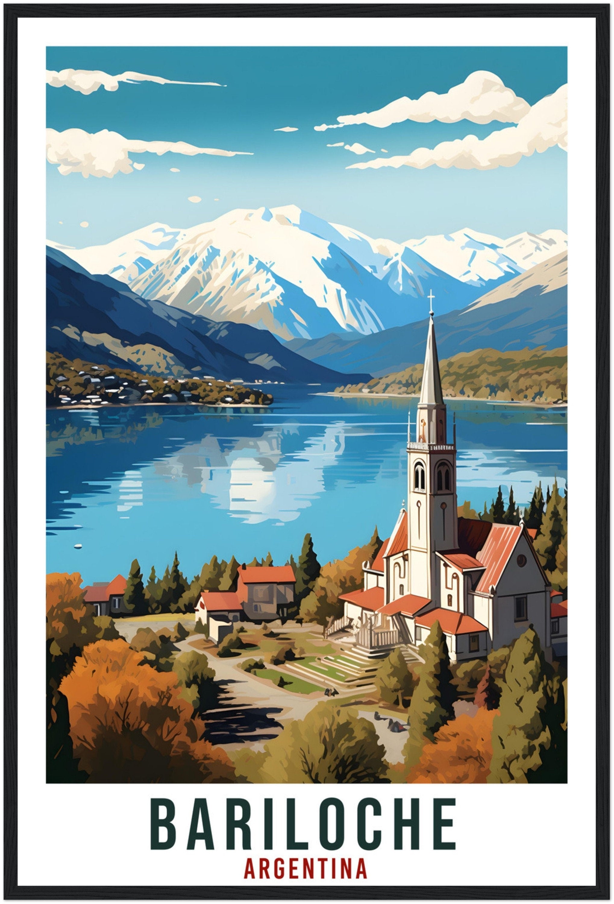 Bariloche Travel Poster Wall Art Bariloche Argentina City Landscape Artwork Bariloche Art Gifts Bariloche Travel Print Argentinian Art Lover