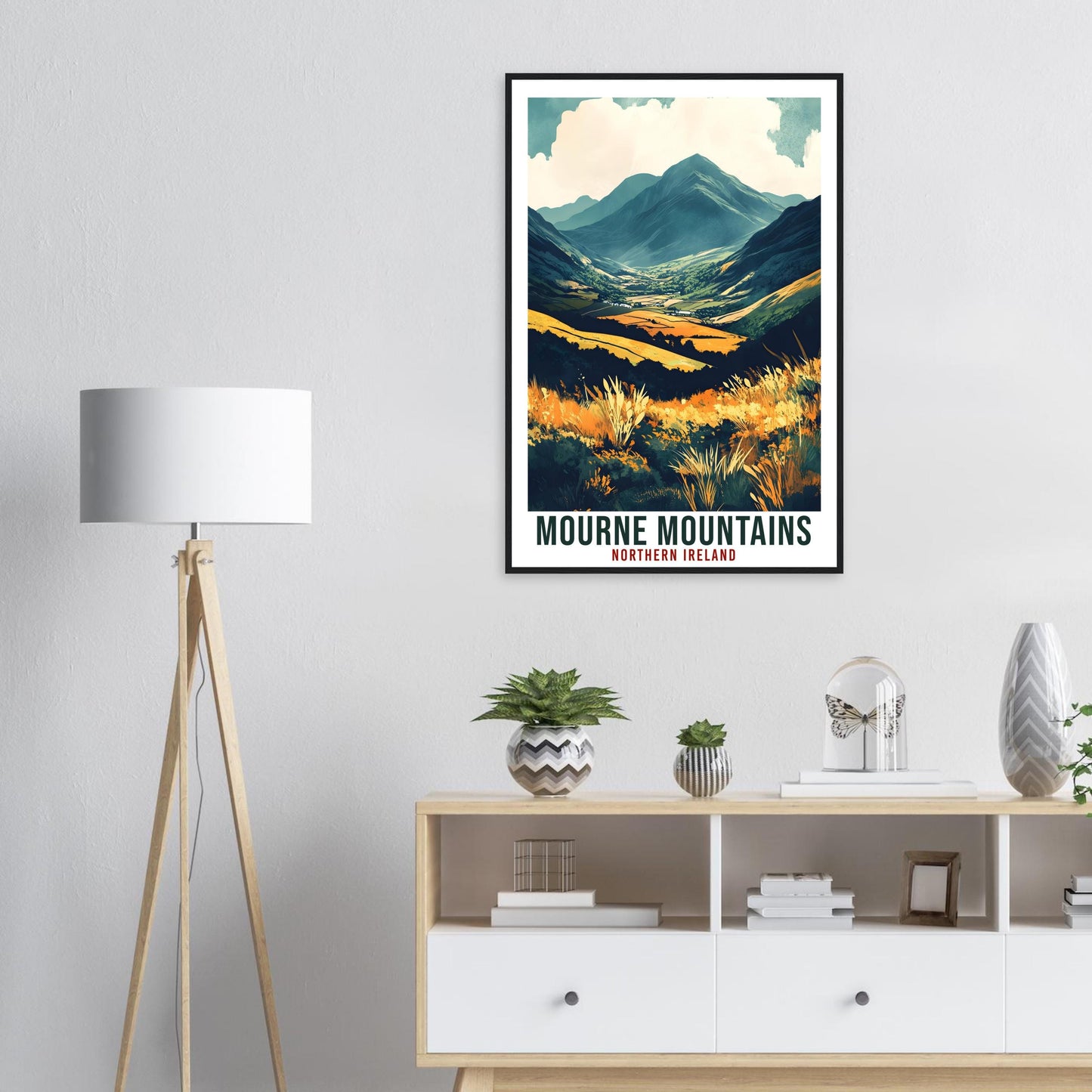 Mourne Mountains Travel Print Northern Ireland Decor PLACE Wall Art Wall Hanging Art Lover Irish Artwork Travel Poster The Mournes Irish Art