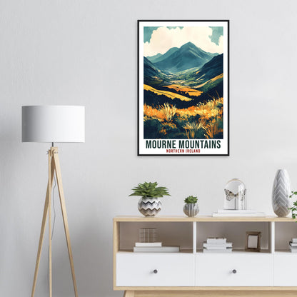 Mourne Mountains Travel Print Northern Ireland Decor PLACE Wall Art Wall Hanging Art Lover Irish Artwork Travel Poster The Mournes Irish Art