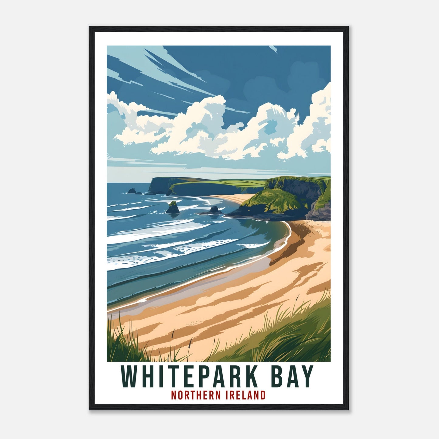 Whitepark Bay Travel Print Northern Ireland Wall Art Wall Hanging Whitepark Bay Gift Art Lovers Irish Artwork Gift Ireland Travel Poster