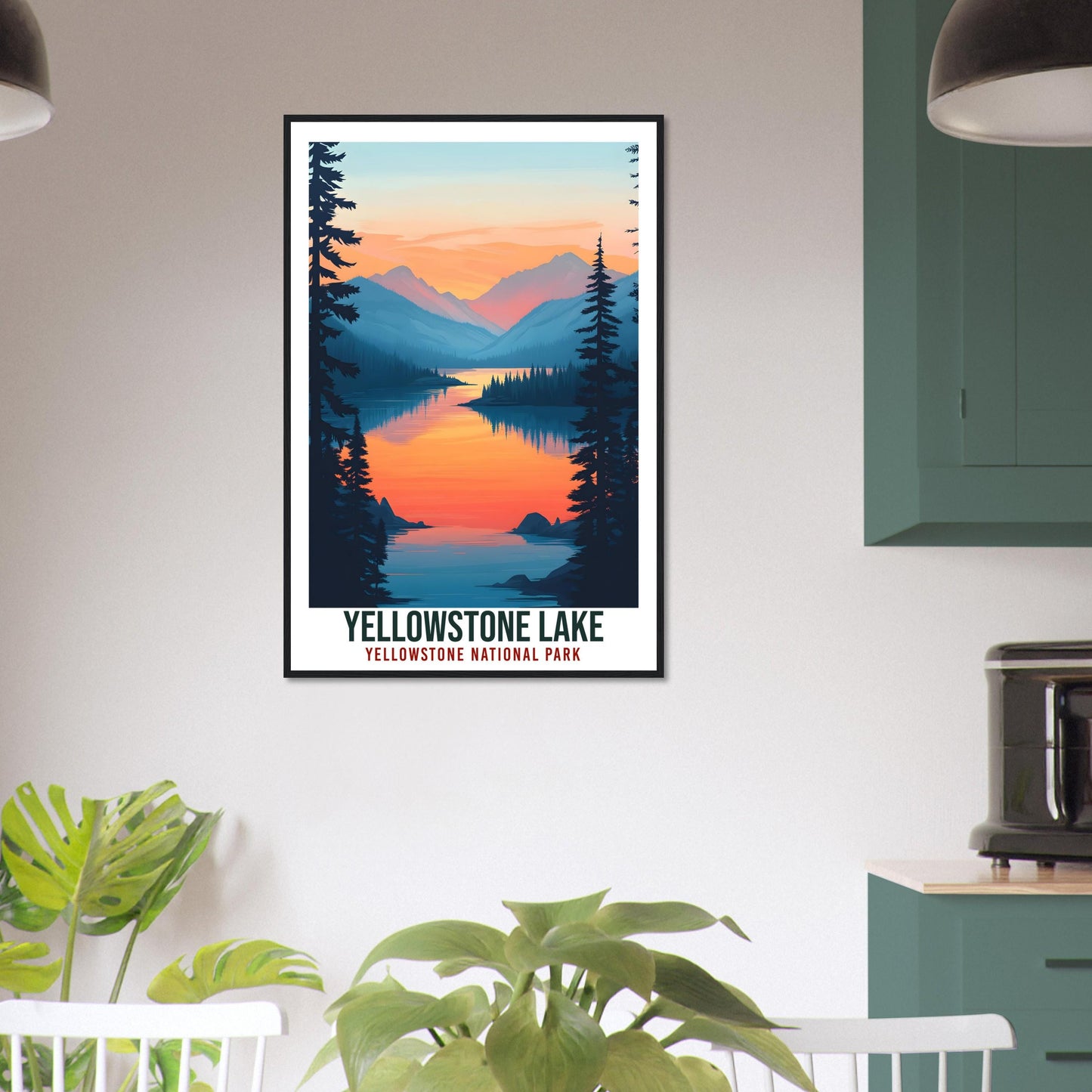 Yellowstone Lake Travel Print Wall Art Wall Hanging Home Décor Yellowstone National Park Gift Travel Art USA Wyoming Artwork Travel Poster