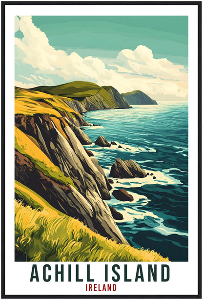 Achill Island Travel Print Ireland Home Decor Achill Island Wall Art Gift Wall Hanging Art Lover Achill Island Irish Artwork Travel Poster