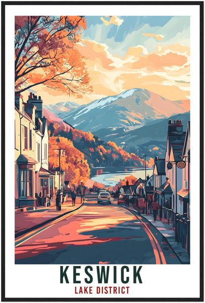 Keswick Travel Print Lake District Home Decor Keswick Wall Art Wall Hanging Art Lover Lake District Artwork Travel Poster Cumbria Travel Art