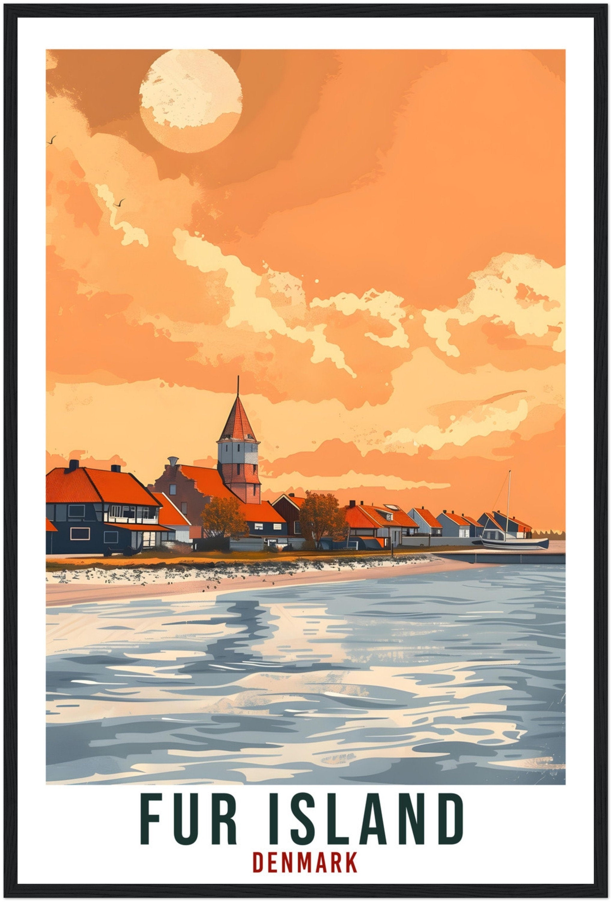 Fur Island Travel Print Denmark Wall Art Wall Hanging Home Living Décor Fur Island Gift Art Lovers Denmark Artwork Gift Danish Travel Poster
